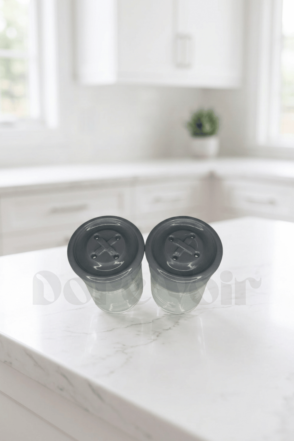 2 Adet Cam Tuzluk Plastik Kapaklı - 75 CC/ Gri