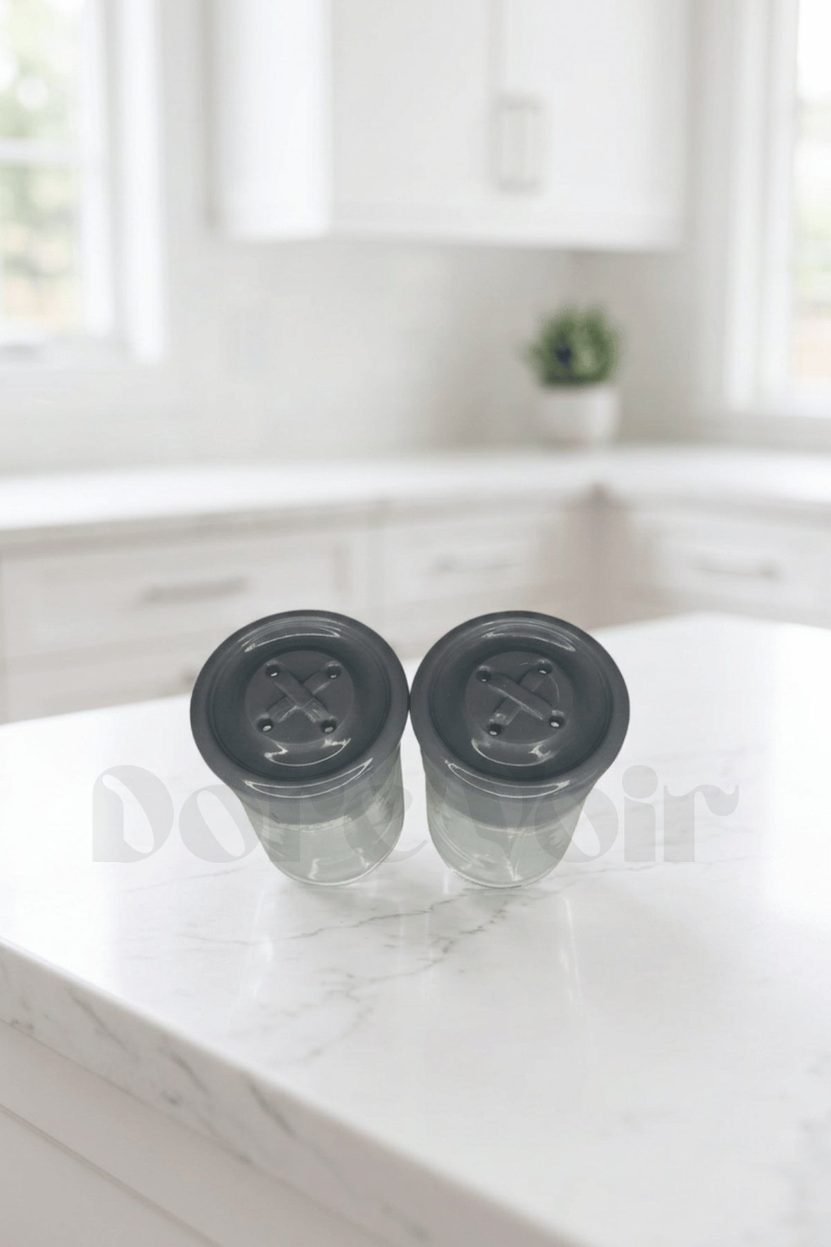 2 Adet Cam Tuzluk Plastik Kapaklı - 75 CC/ Gri