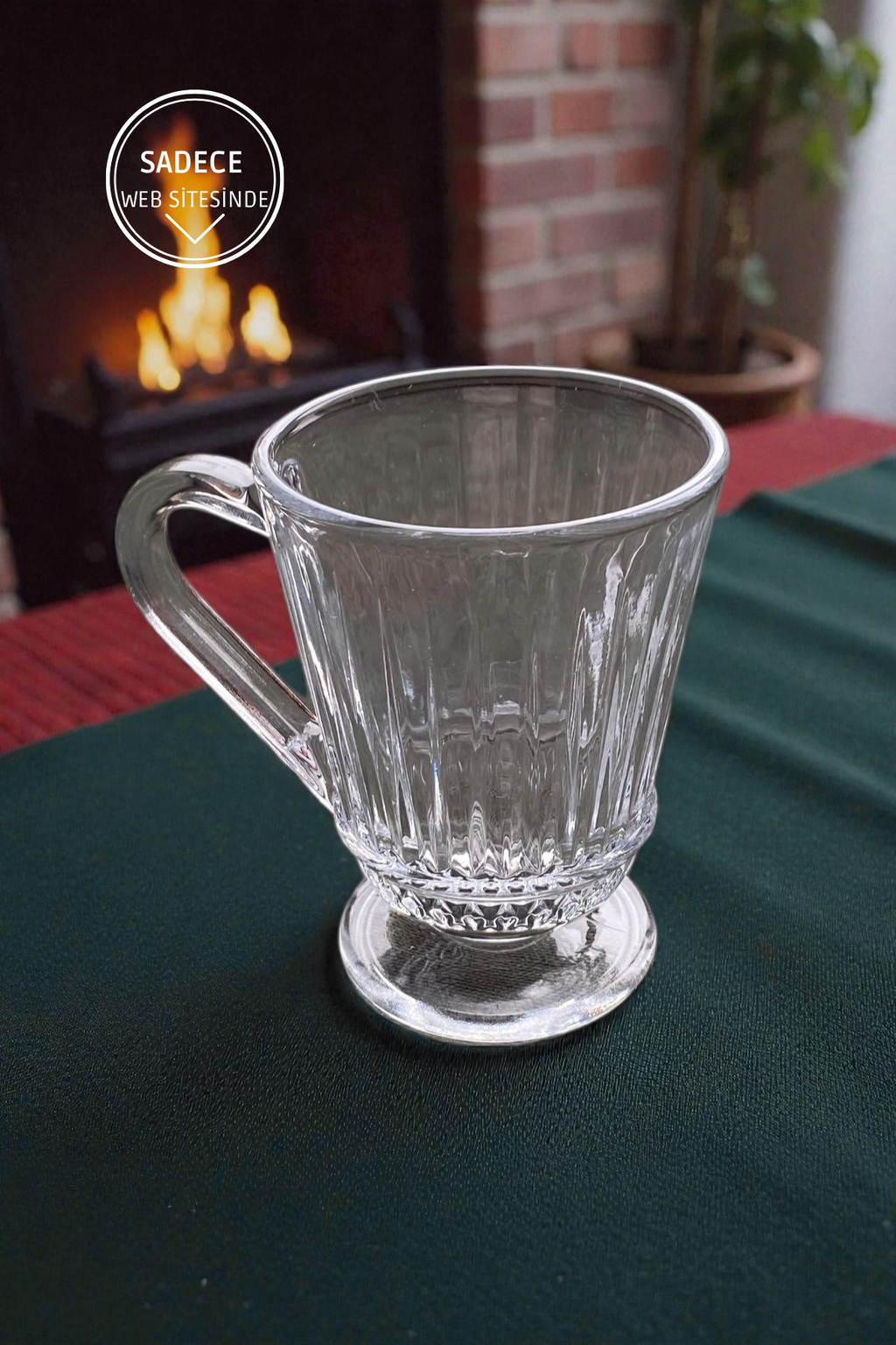 1 Adet Cam Kulplu Bardak -155ML