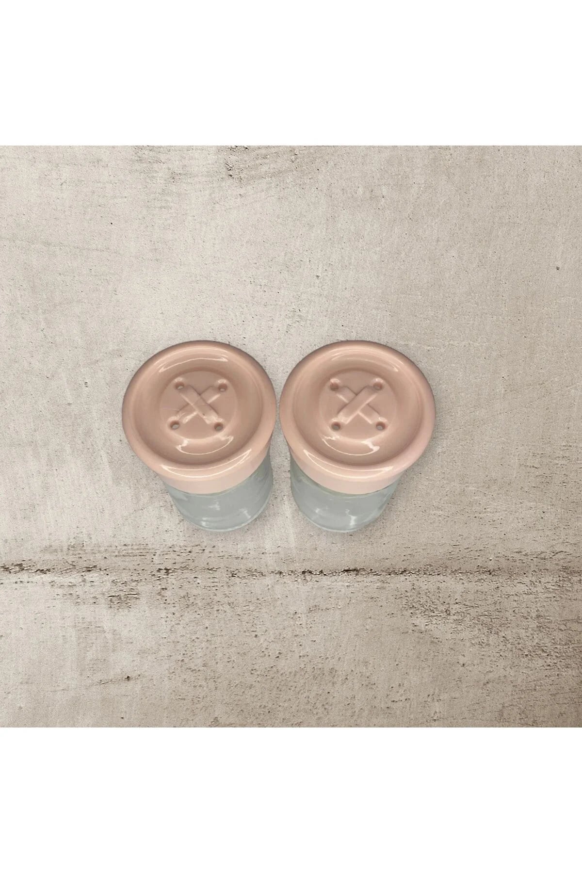 2 Adet Cam Tuzluk Plastik Kapaklı - 75 CC/ Pembe