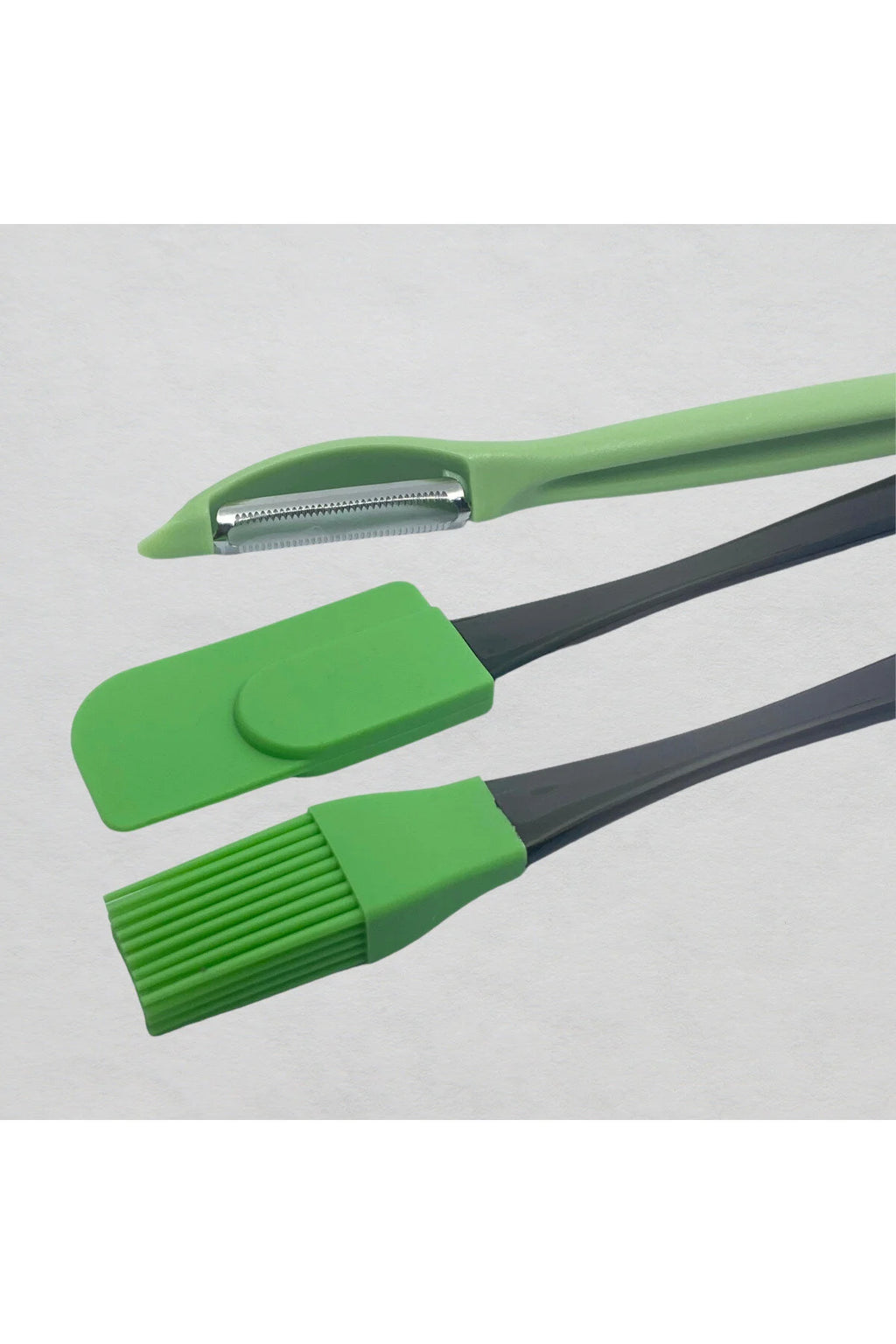 3 Lü Set Soyacak/Yumurta Fırçası/ Sıyırma Spatulası- Açık Yeşil Renkli