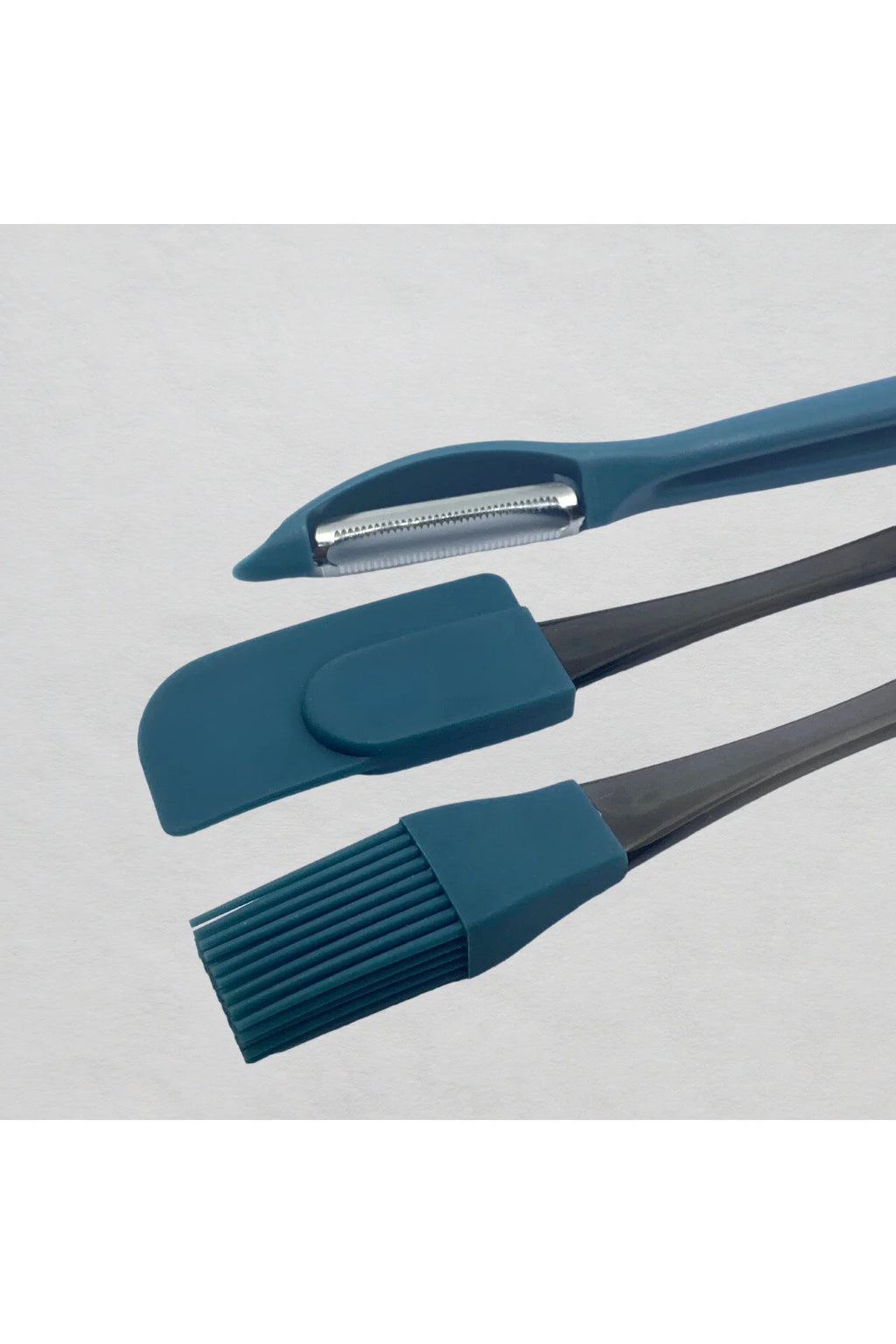 3 Lü Set Soyacak/Yumurta Fırçası/ Sıyırma Spatulası- Çam Yeşili Renkli