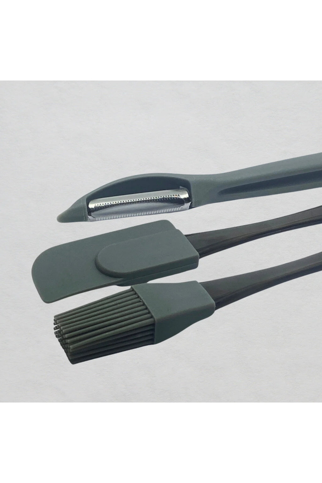 3 Lü Set Soyacak/Yumurta Fırçası/ Sıyırma Spatulası- Gri Renkli