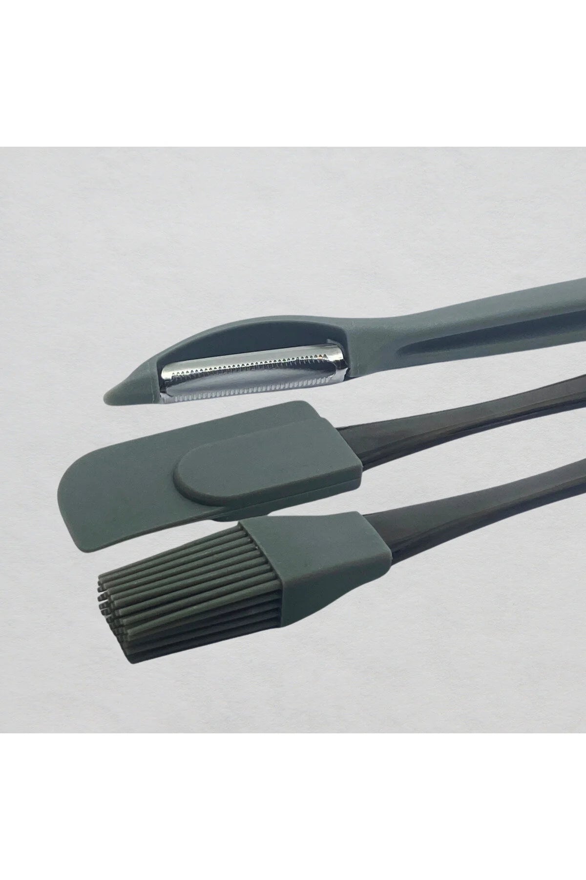 3 Lü Set Soyacak/Yumurta Fırçası/ Sıyırma Spatulası- Gri Renkli