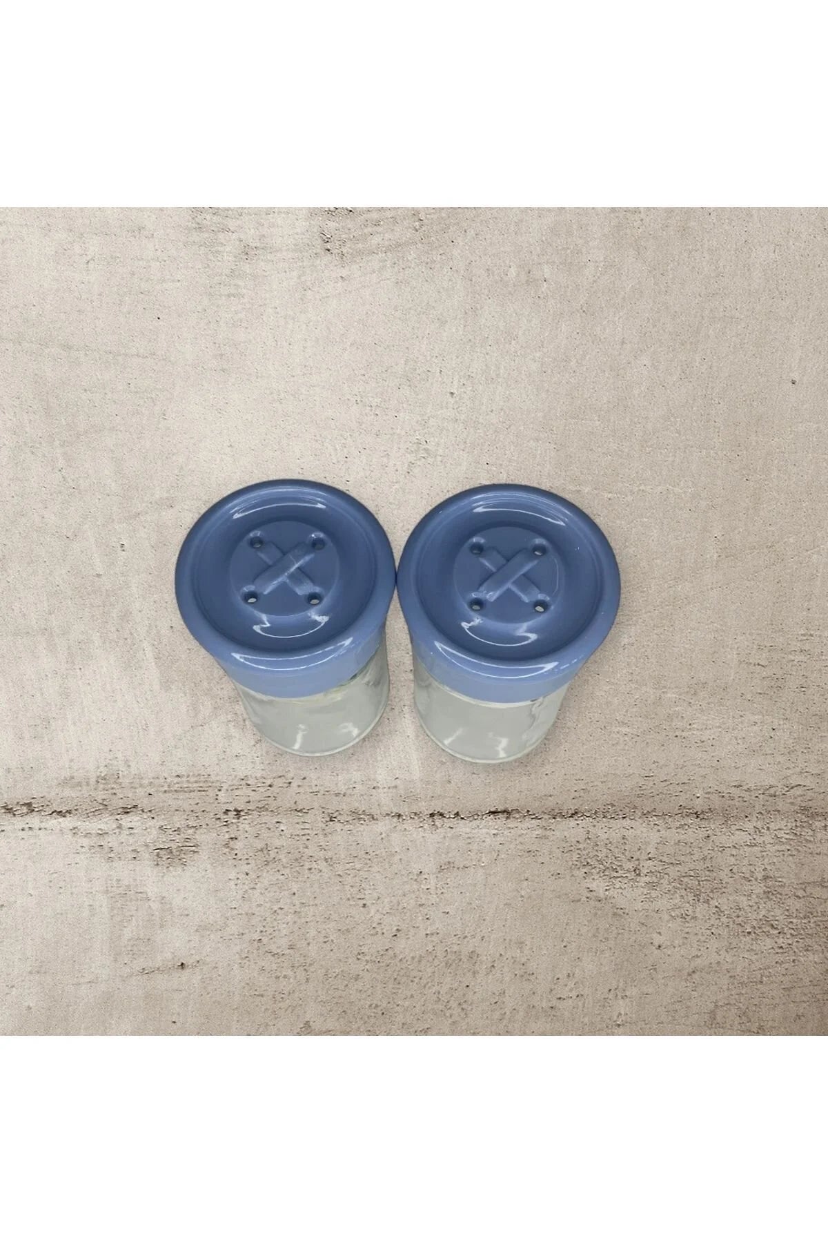 2 Adet Cam Tuzluk Plastik Kapaklı - 75 CC/ Mavi