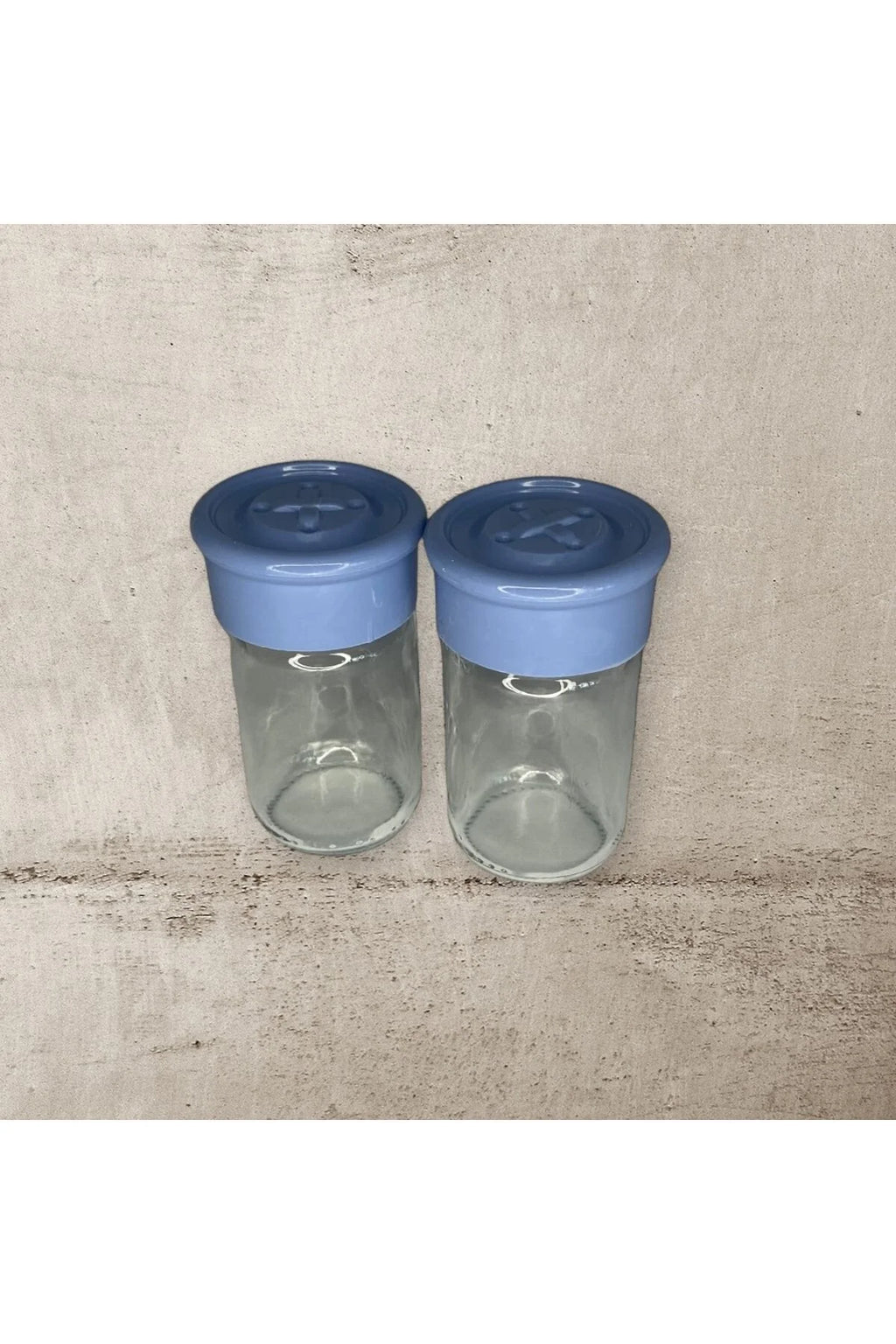 2 Adet Cam Tuzluk Plastik Kapaklı - 75 CC/ Mavi