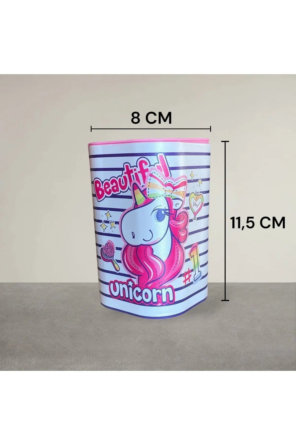 Pembe Sert Plastik Kumbara/ Kapağı Açılabilen Kumbara- Boy 11,5 Cm