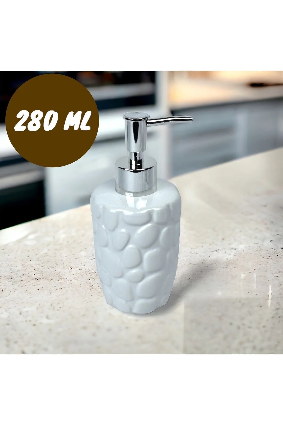 Porselen Sıvı Sabunluk- Çakıl Taşı Modelli/ 17 Cm