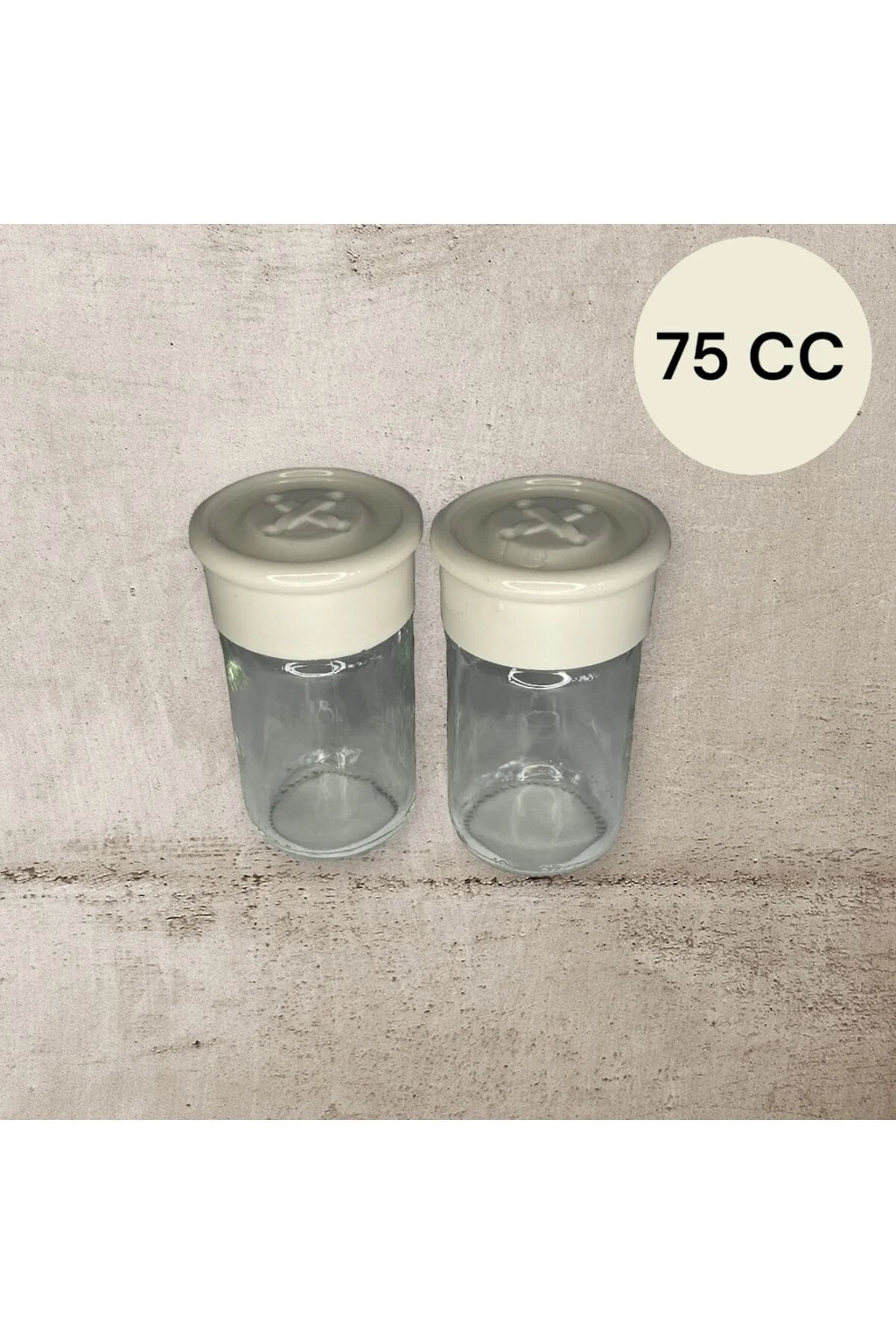 2 Adet Cam Tuzluk Plastik Kapaklı - 75 CC/ Beyaz