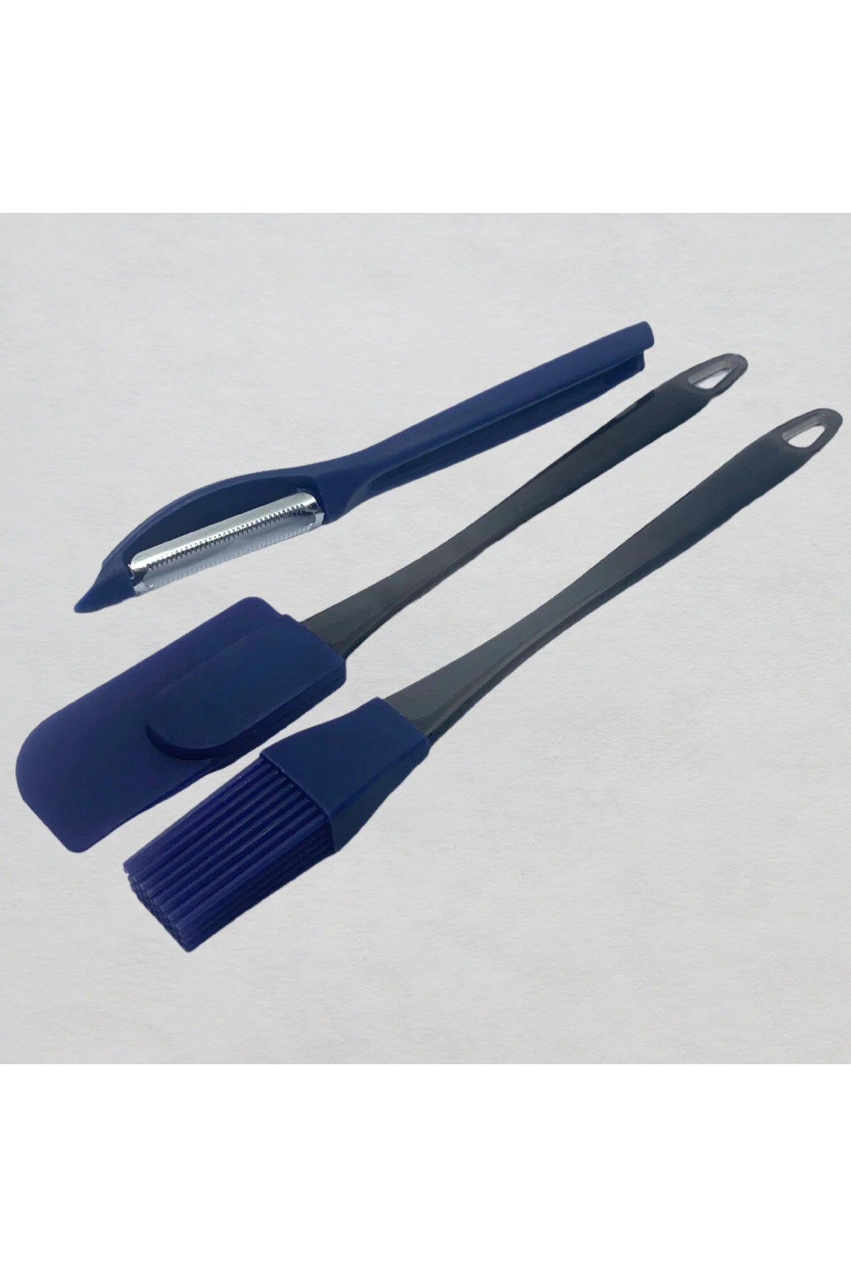 3 Lü Set Soyacak/Yumurta Fırçası/ Sıyırma Spatulası- Lacivert Renkli