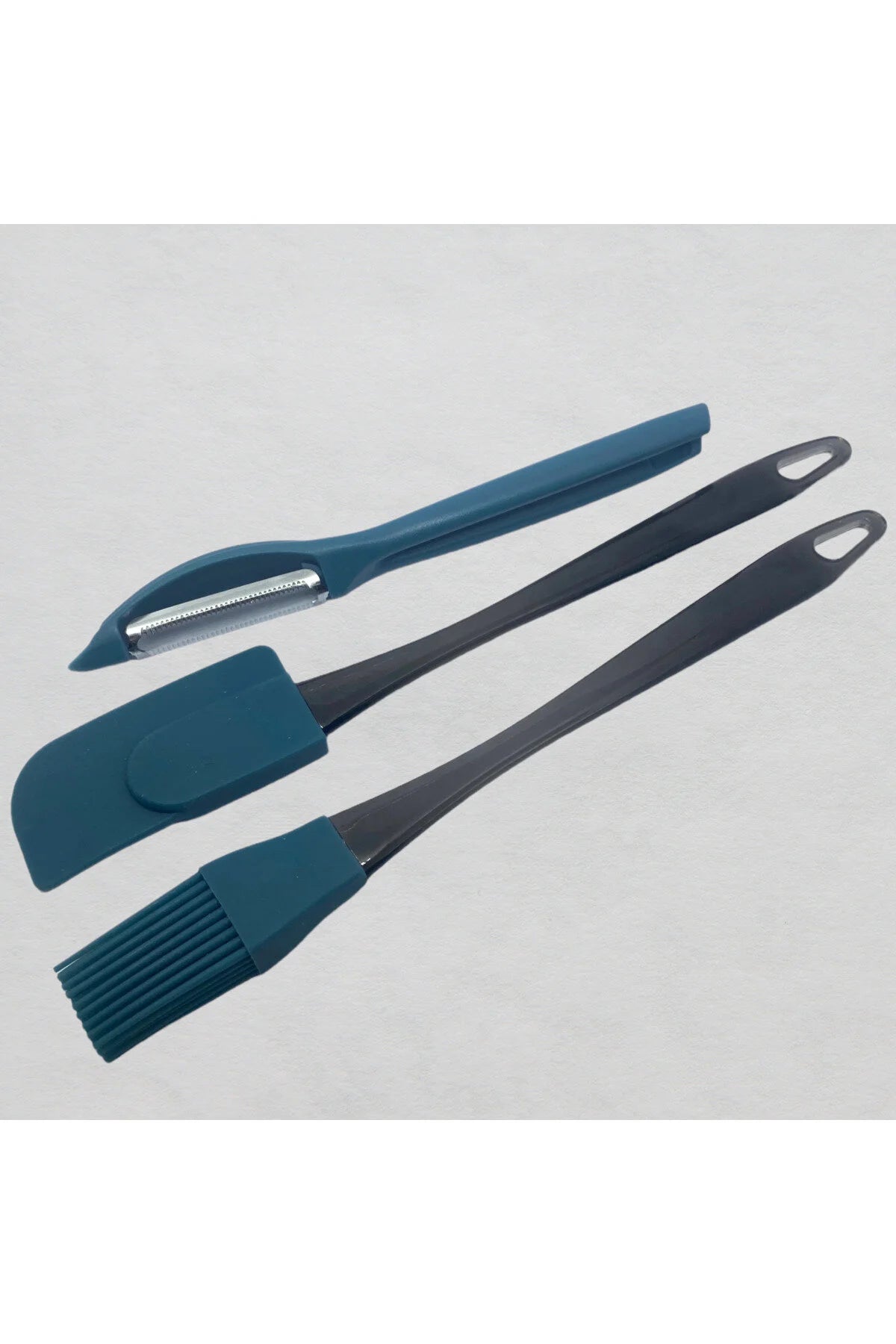 3 Lü Set Soyacak/Yumurta Fırçası/ Sıyırma Spatulası- Çam Yeşili Renkli