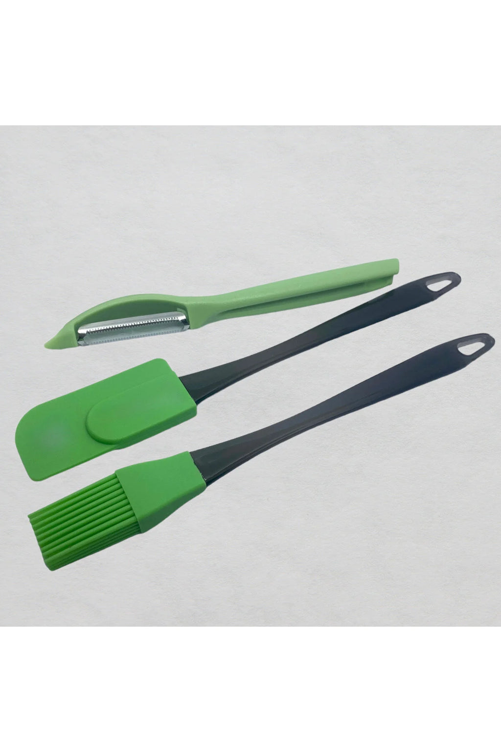 3 Lü Set Soyacak/Yumurta Fırçası/ Sıyırma Spatulası- Açık Yeşil Renkli