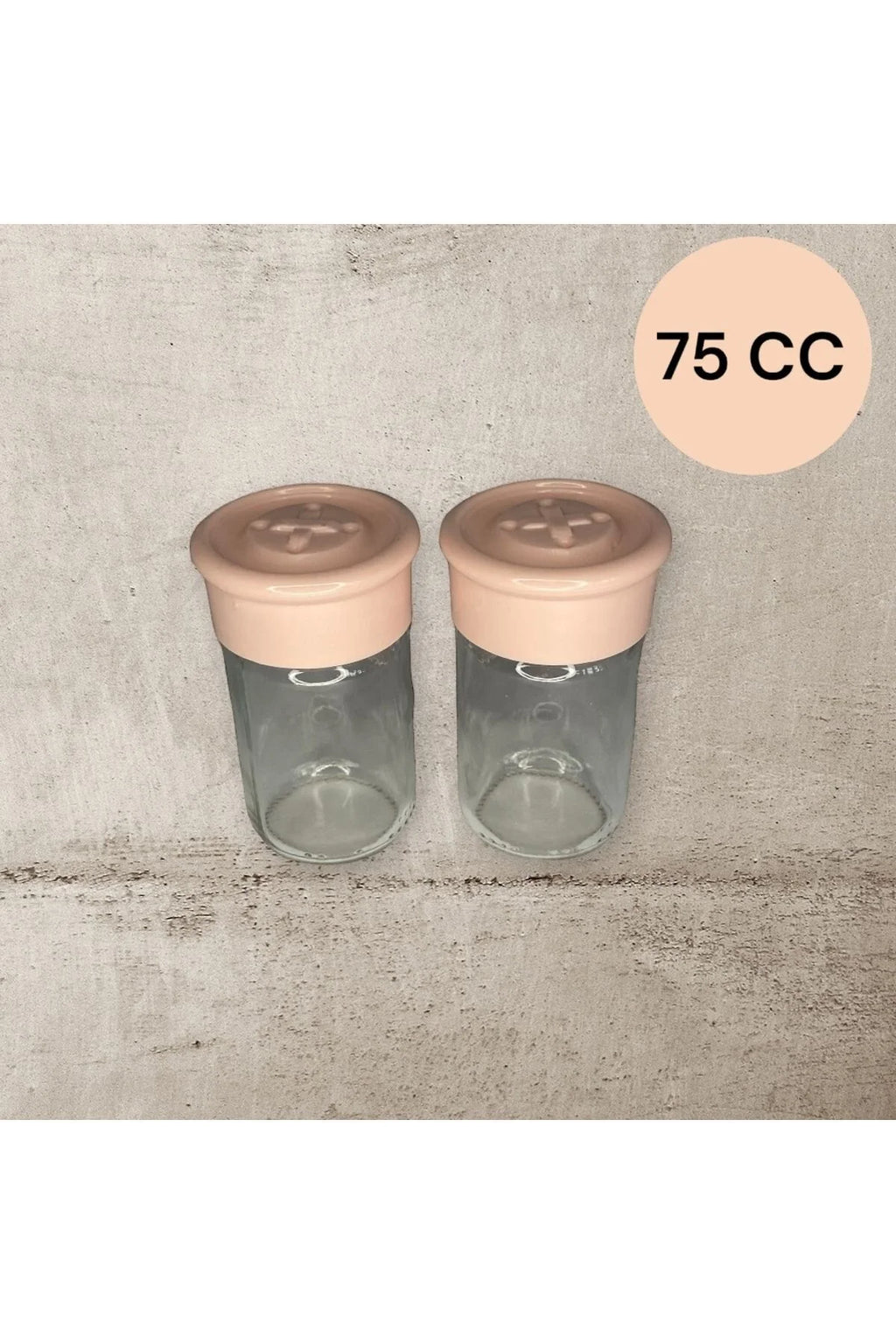 2 Adet Cam Tuzluk Plastik Kapaklı - 75 CC/ Pembe