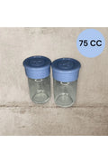 2 Adet Cam Tuzluk Plastik Kapaklı - 75 CC/ Mavi