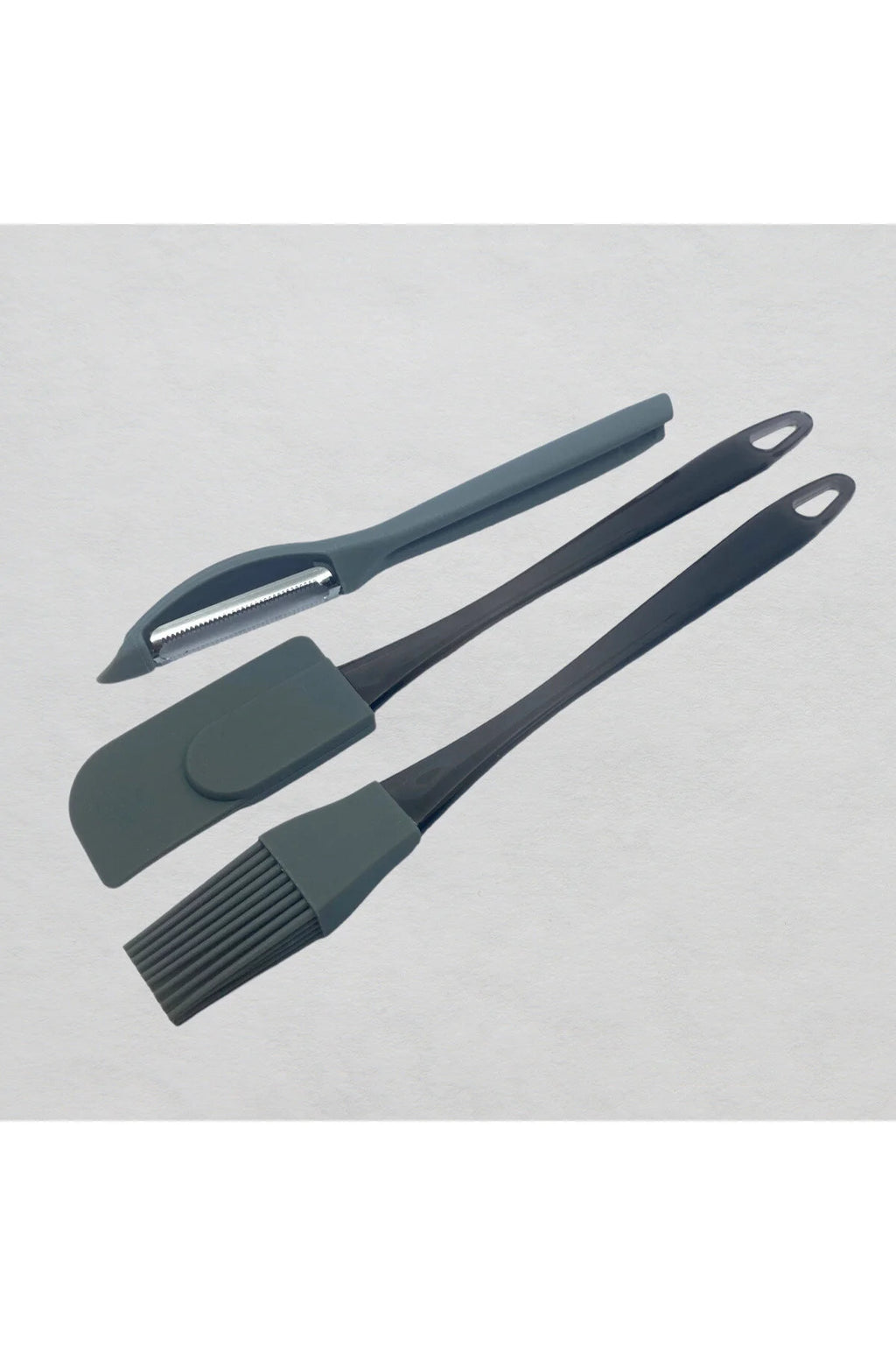 3 Lü Set Soyacak/Yumurta Fırçası/ Sıyırma Spatulası- Gri Renkli
