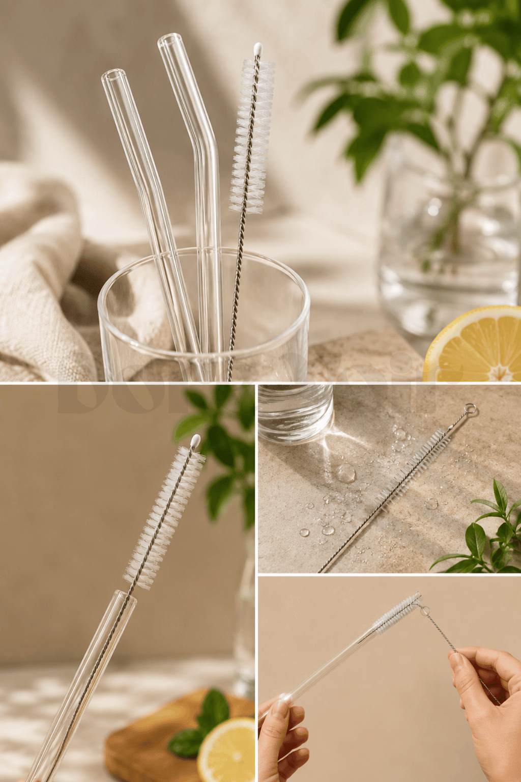 2 Adet Cam Pipet ve 1 Adet Temizleme Fırçası- Eğimli Model