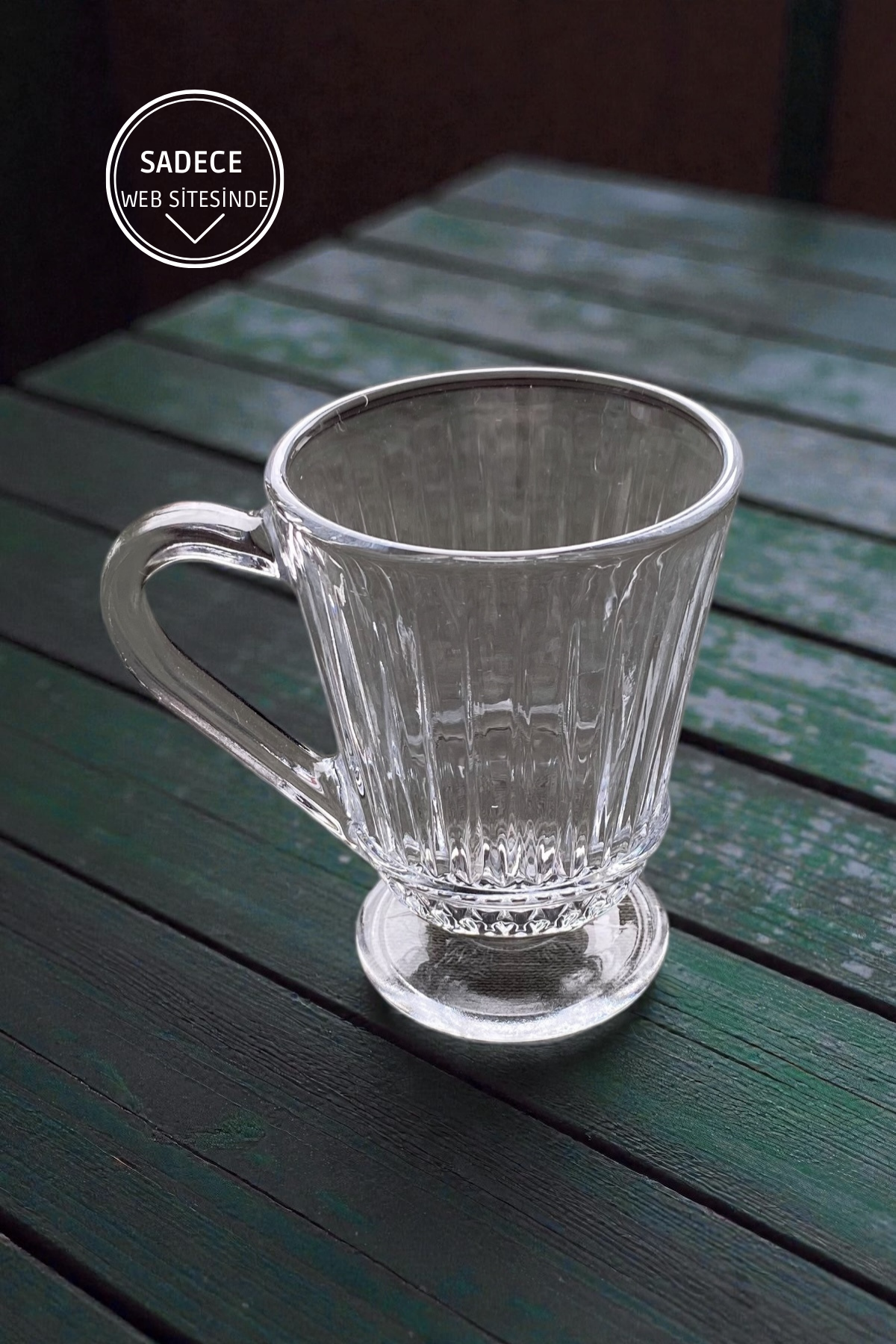 1 Adet Cam Kulplu Bardak -155ML