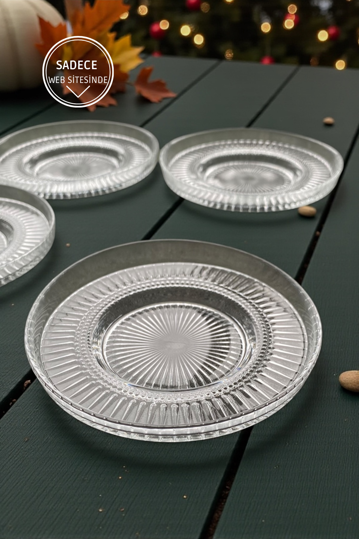 6 Adet Cam Çay Tabağı-Çap 11,5 CM