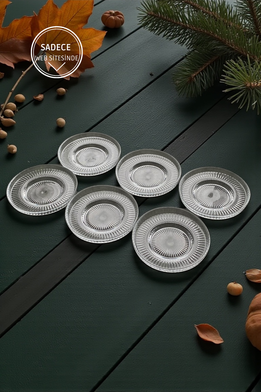 6 Adet Cam Çay Tabağı-Çap 11,5 CM