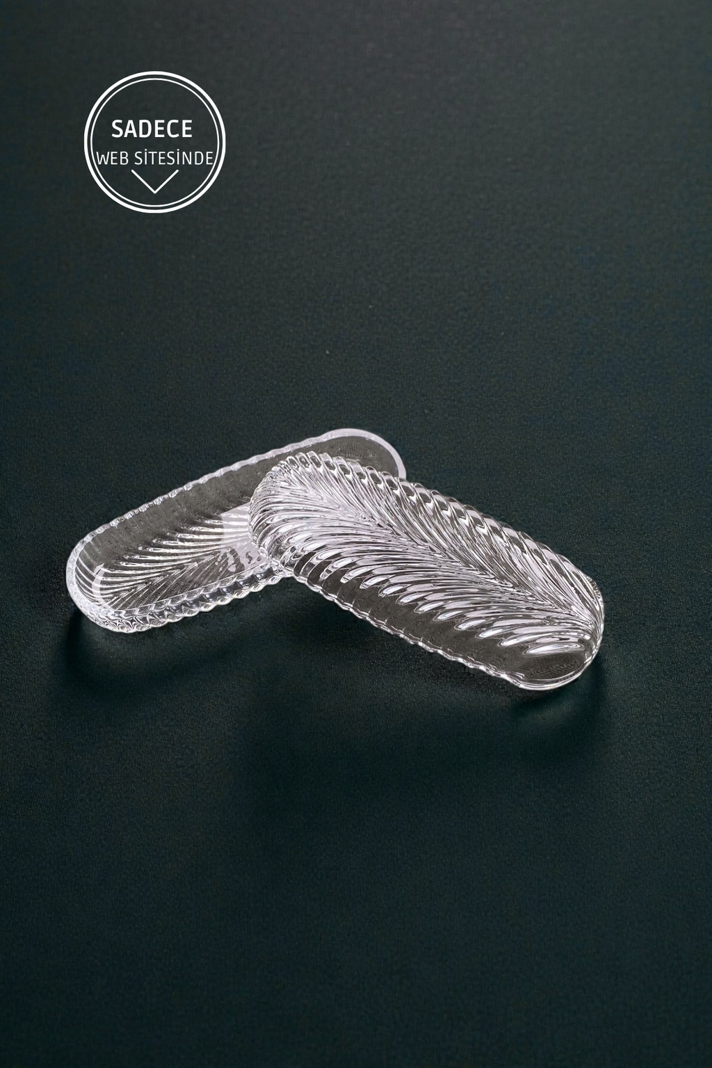 2 Adet Oval Cam Sunum Tabağı-13 CM