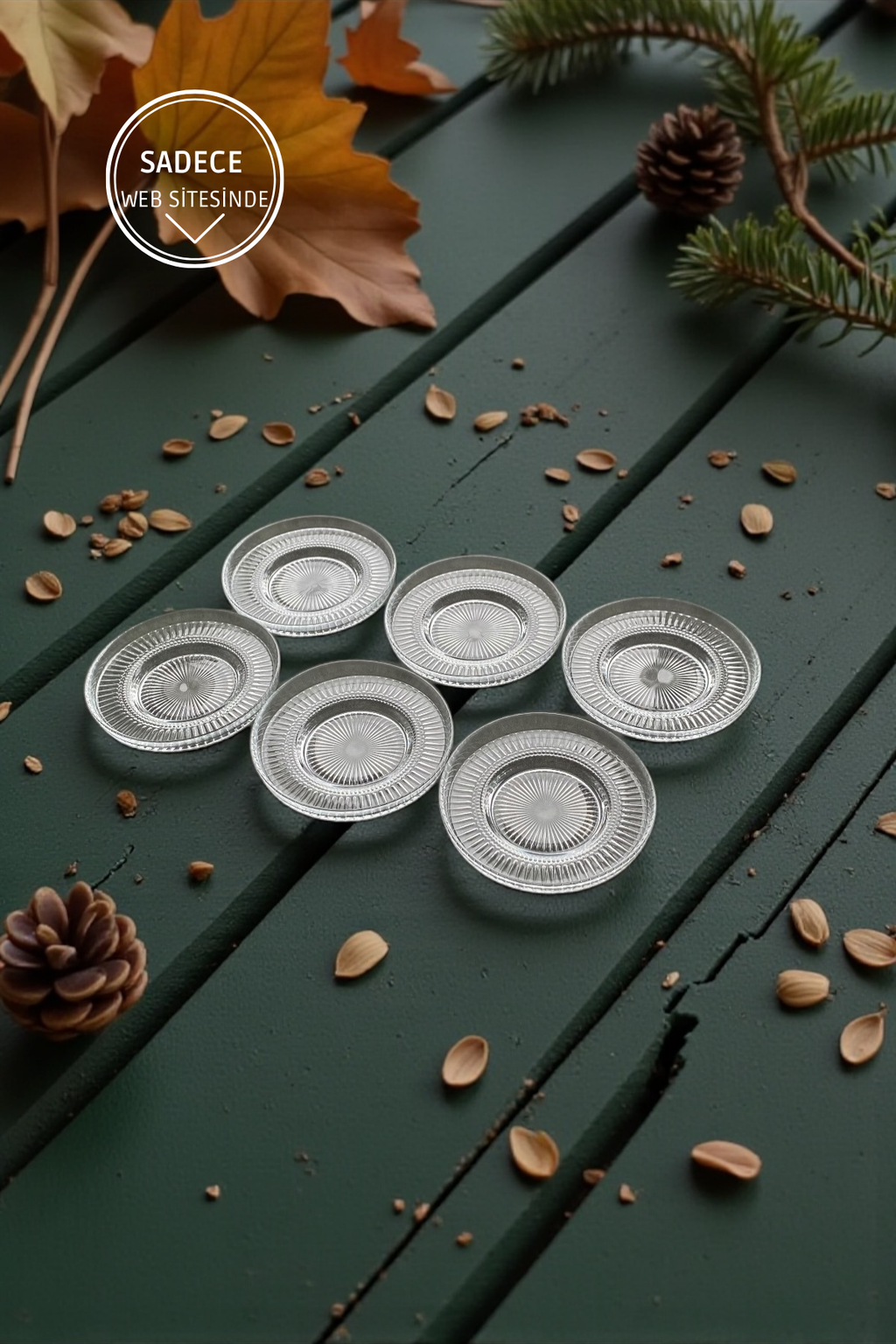 6 Adet Cam Çay Tabağı-Çap 11,5 CM