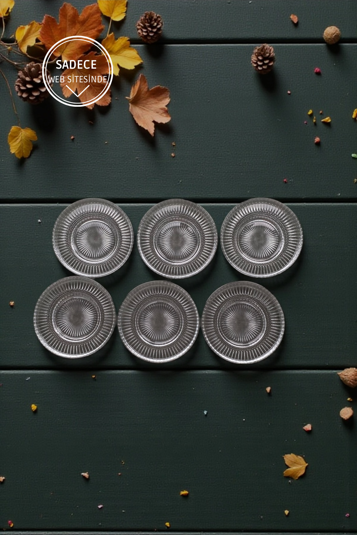 6 Adet Cam Çay Tabağı-Çap 11,5 CM