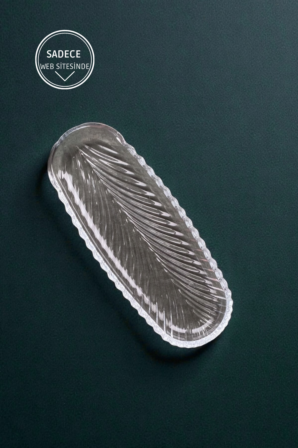 1 Adet Oval Cam Sunum Tabağı-26CM