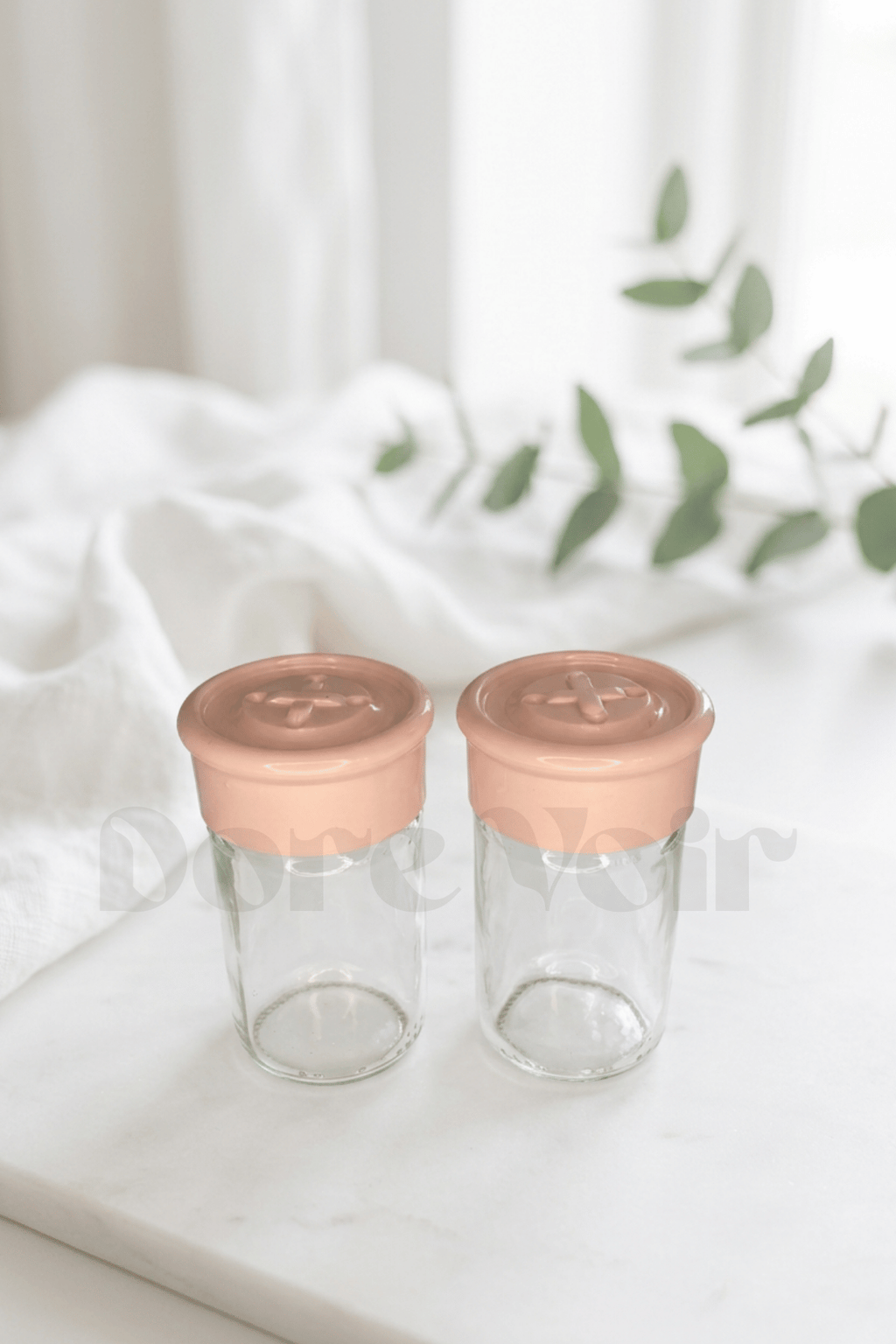 2 Adet Cam Tuzluk Plastik Kapaklı - 75 CC/ Pembe