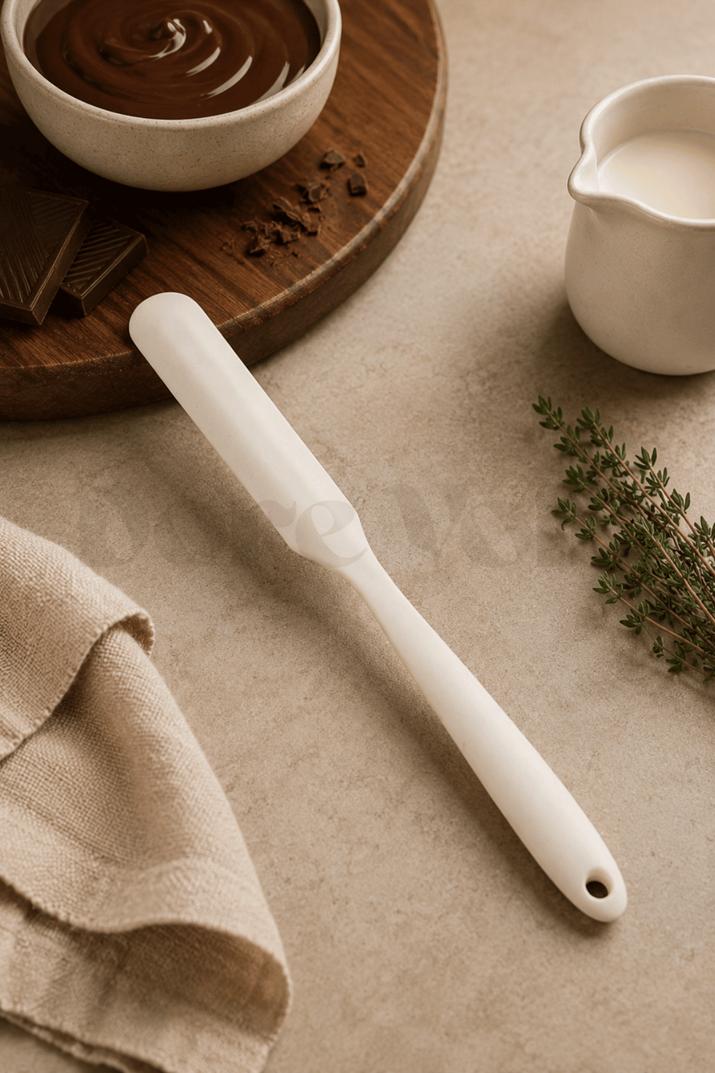 Silikon Spatula/Krema ve Çikolata Sıyırma Spatulası/Krem Renkli- 24 CM