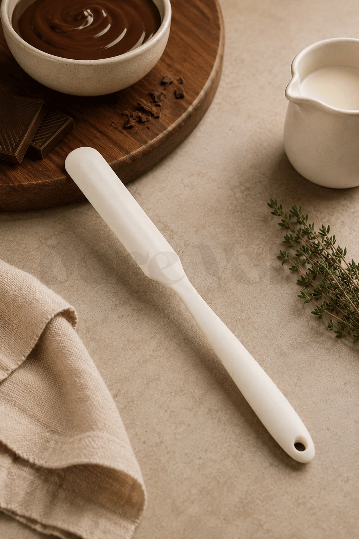 Silikon Spatula/Krema ve Çikolata Sıyırma Spatulası/Krem Renkli- 24 CM