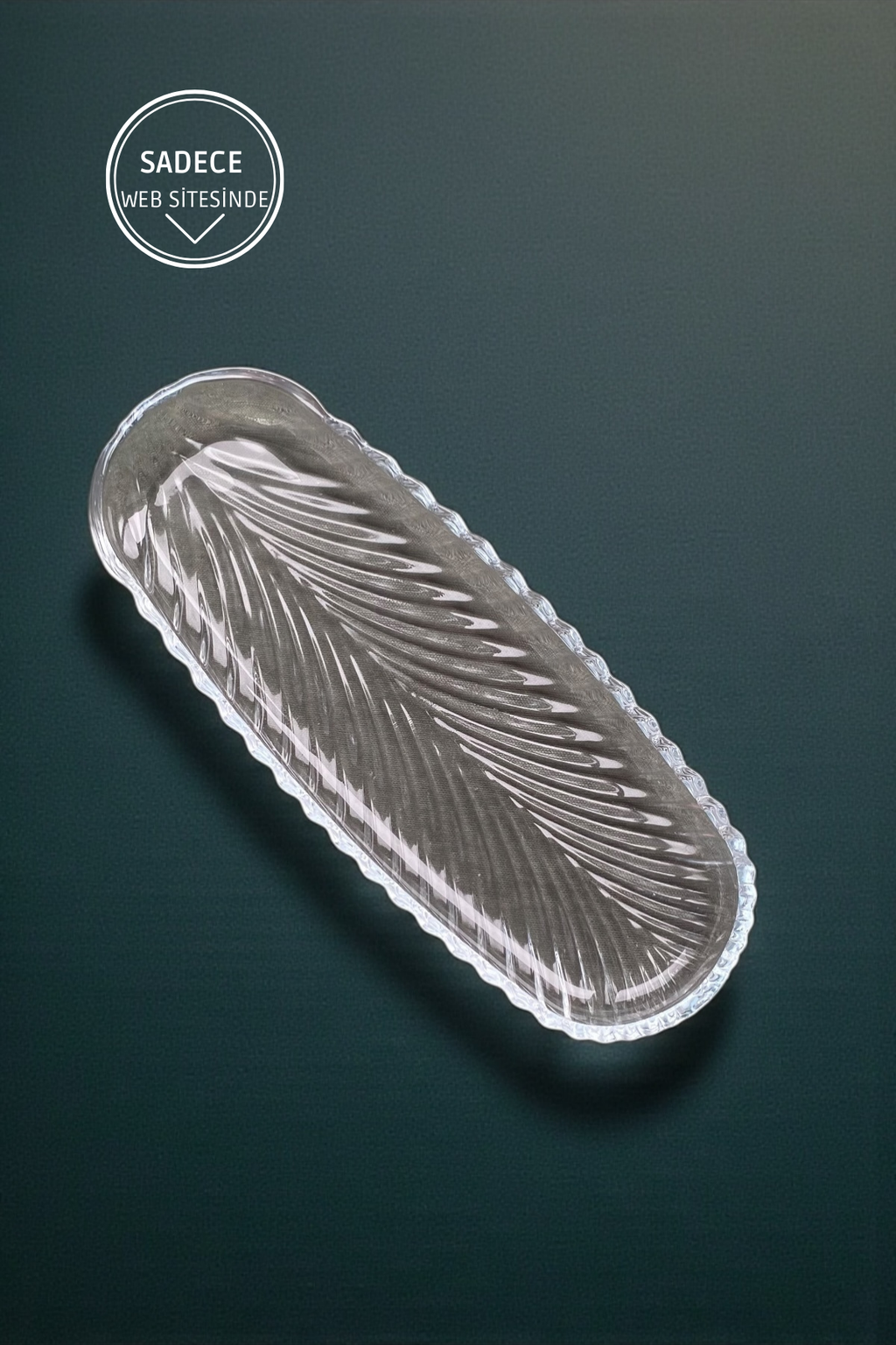 1 Adet Oval Cam Sunum Tabağı-32 CM