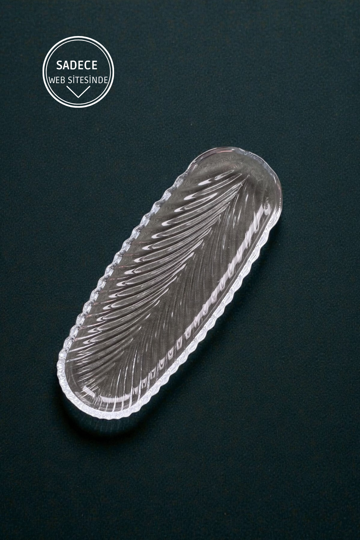 1 Adet Oval Cam Sunum Tabağı-26CM