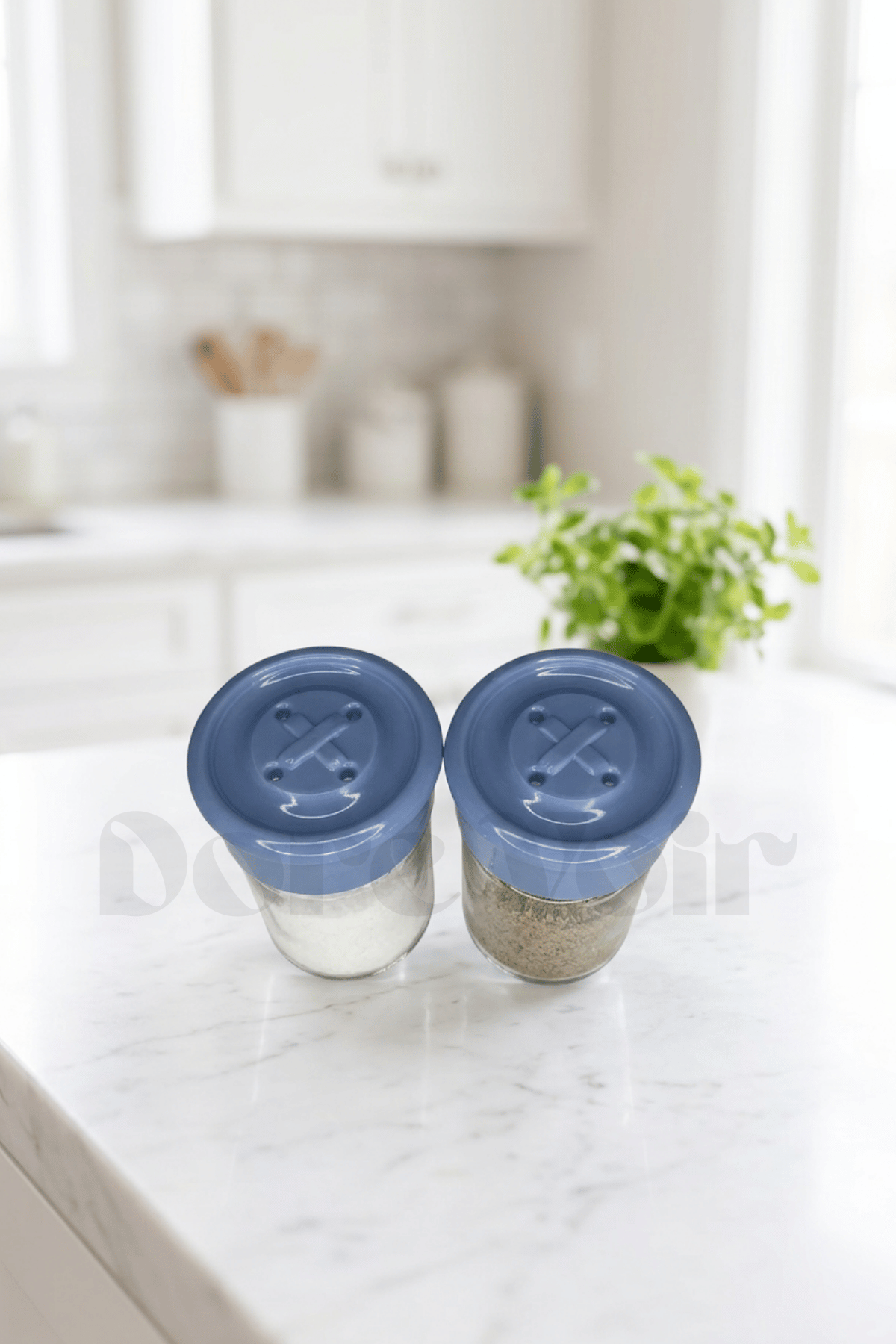 2 Adet Cam Tuzluk Plastik Kapaklı - 75 CC/ Mavi