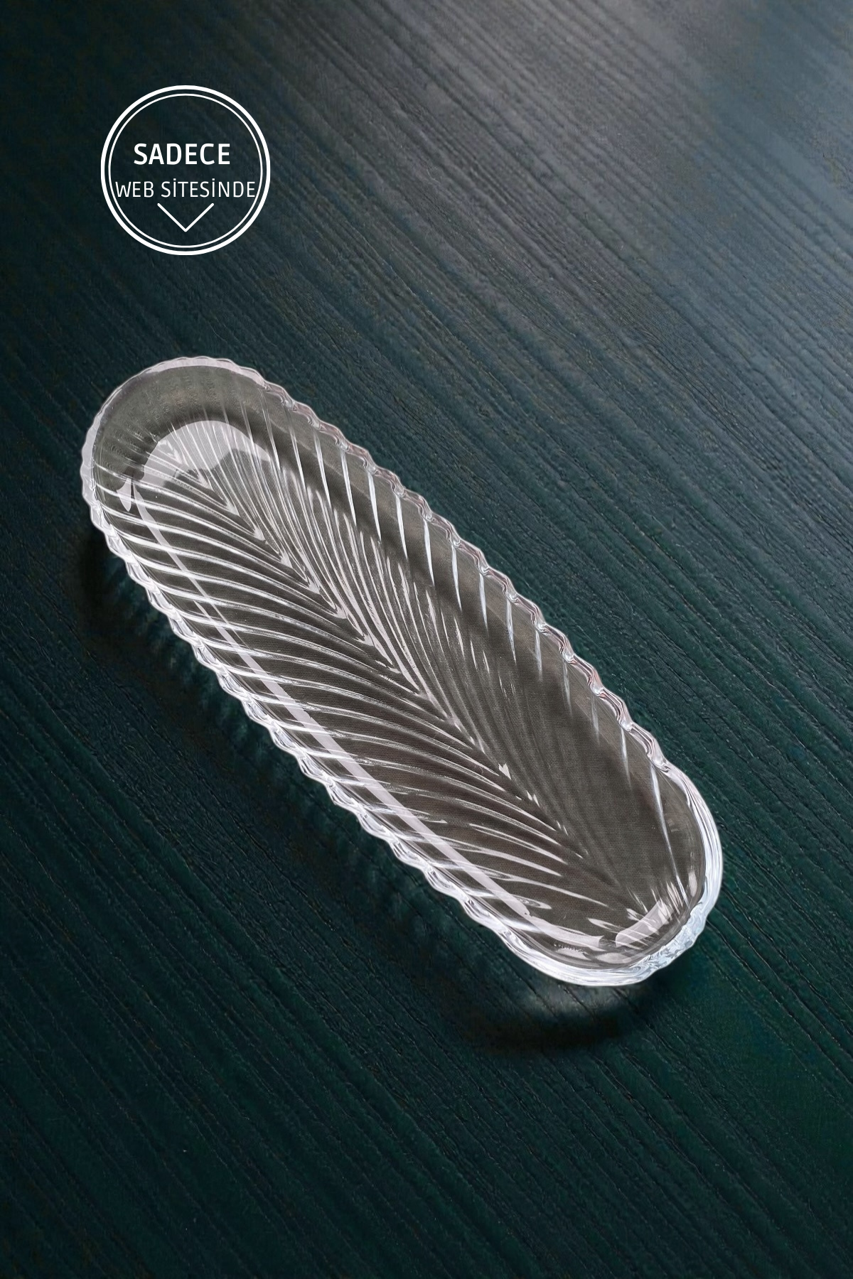 1 Adet Oval Cam Sunum Tabağı -38 CM