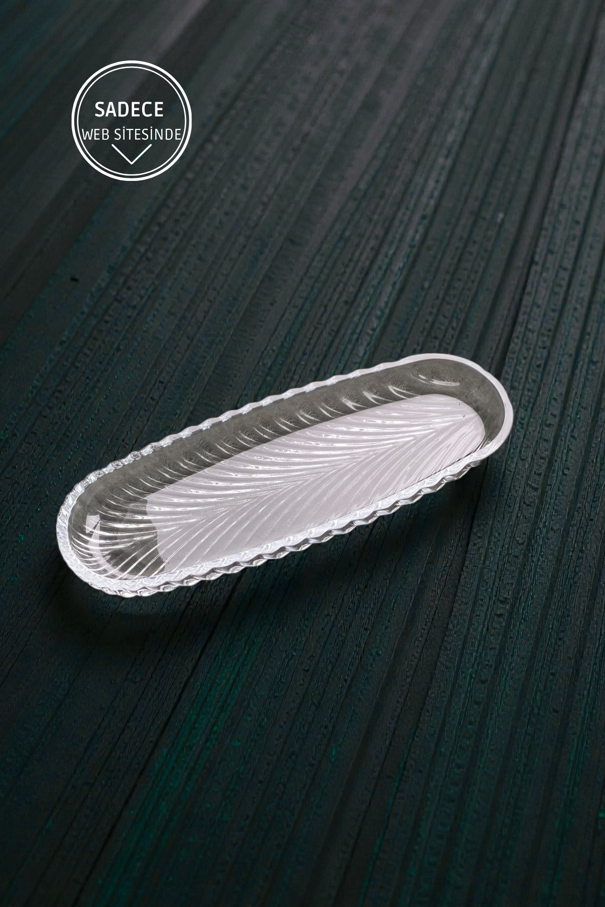 1 Adet Oval Cam Sunum Tabağı-26CM