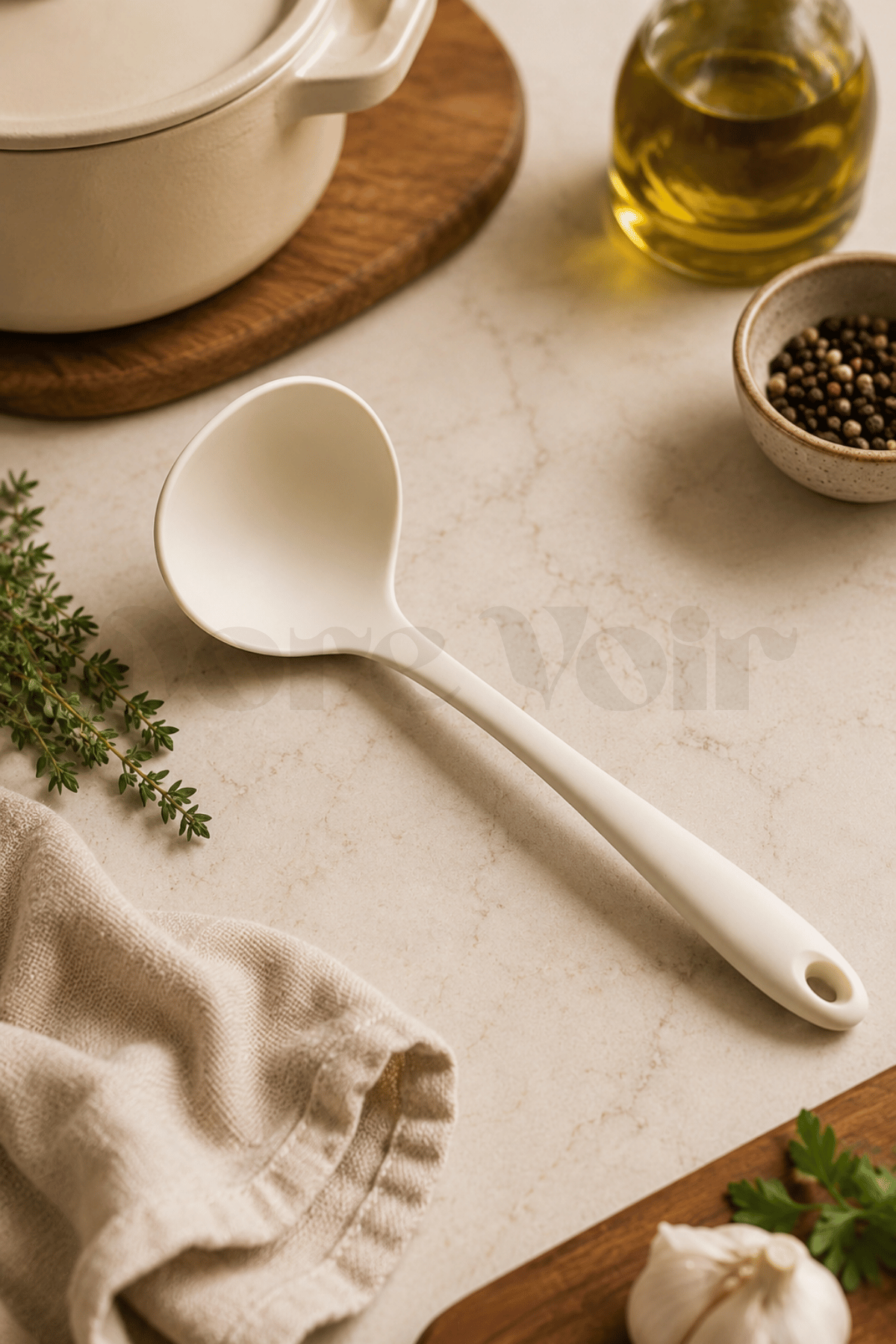 Silikon Çorba Kepçesi Krem Renkli Özel Seri