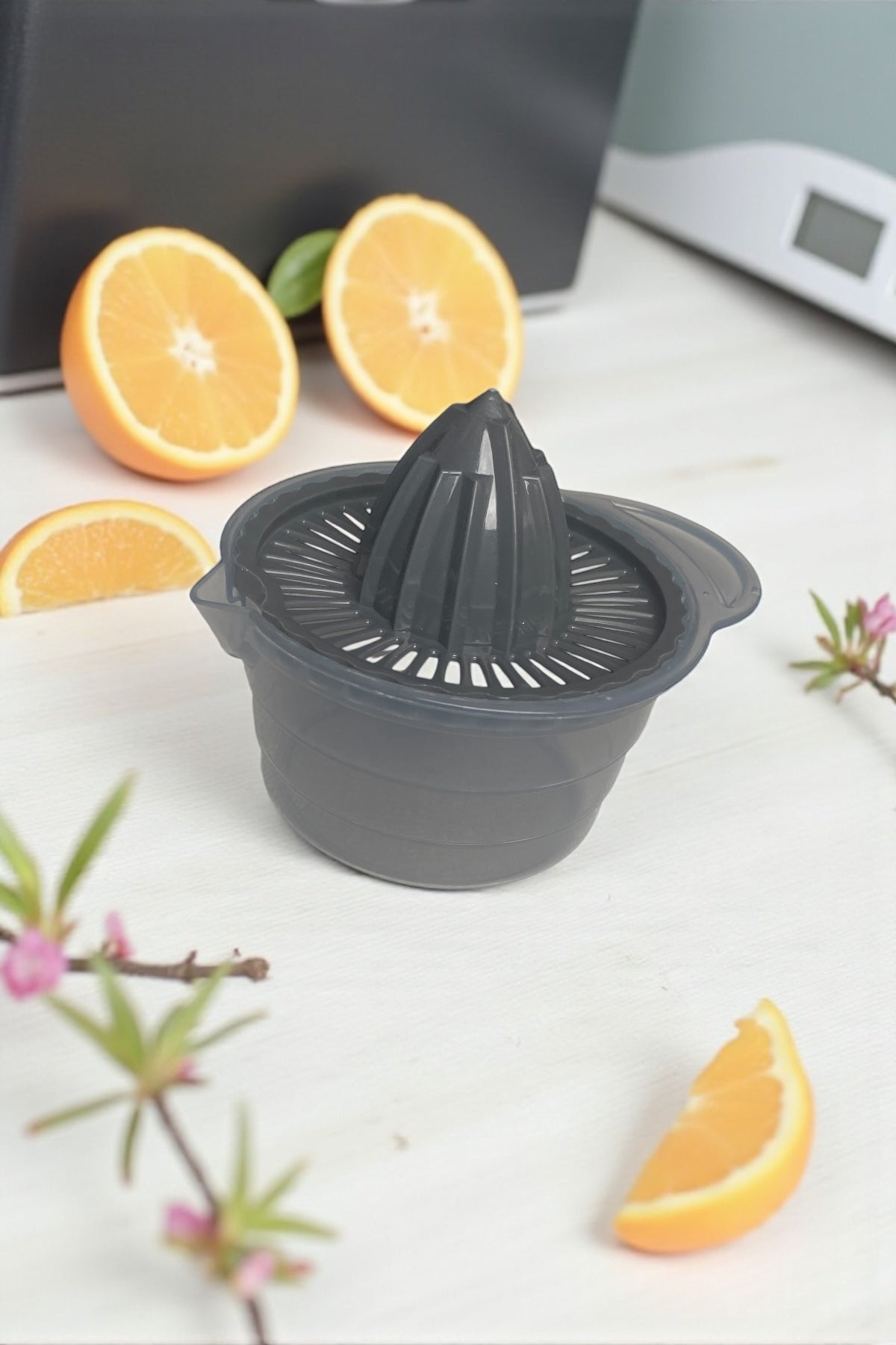 Narenciye Sıkacağı/ Limon, Portakal Sıkacağı 350 Ml Hazneli Sert Plastik Gri