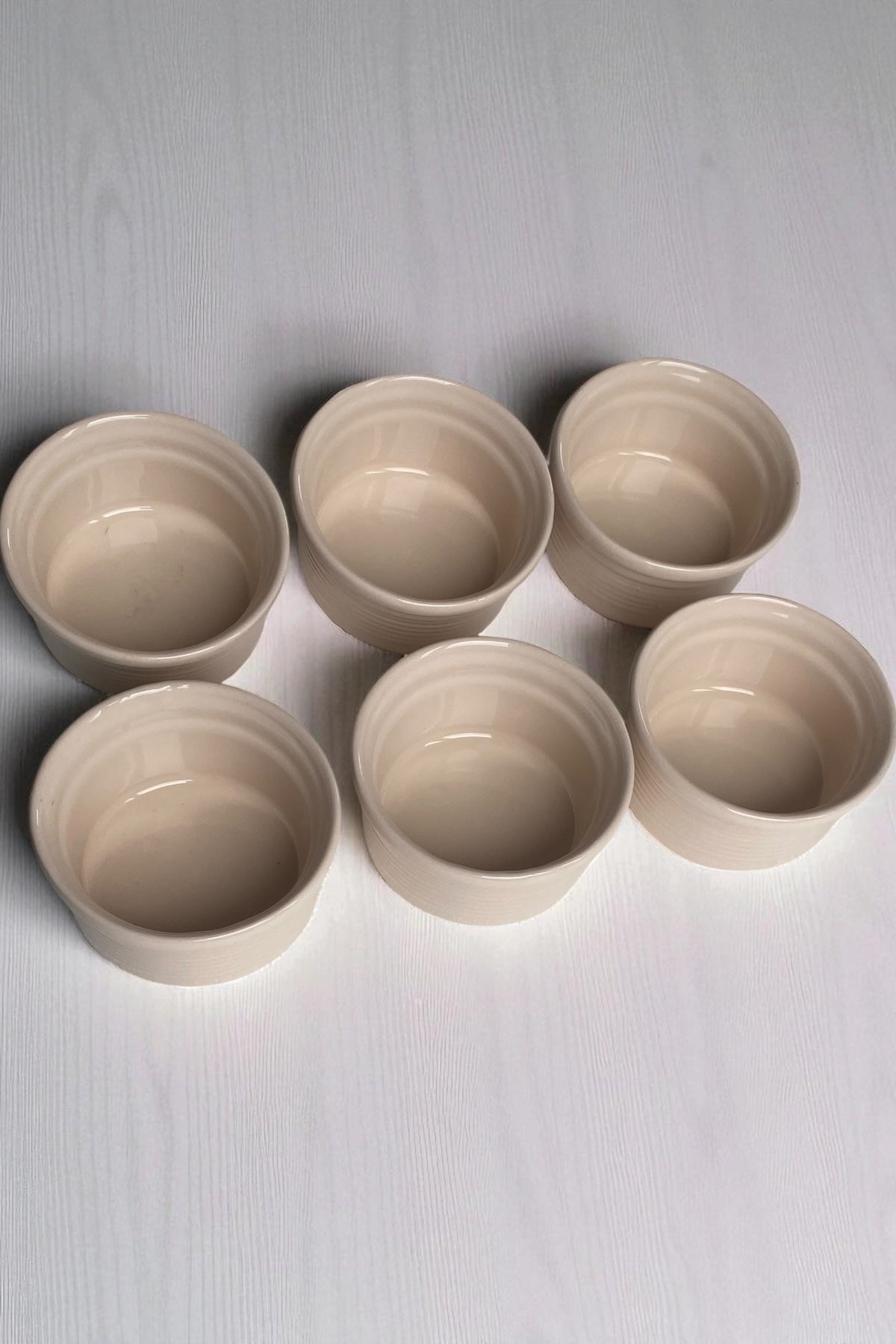 6 Adet Seramik Sufle Kabı Beyaz Çapı 9 Cm