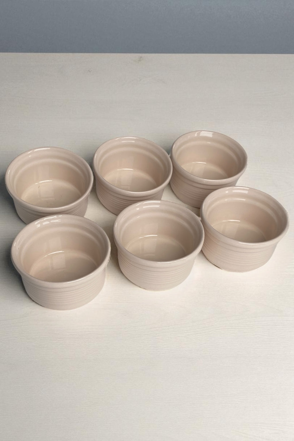 6 Adet Seramik Sufle Kabı Beyaz Çapı 9 Cm