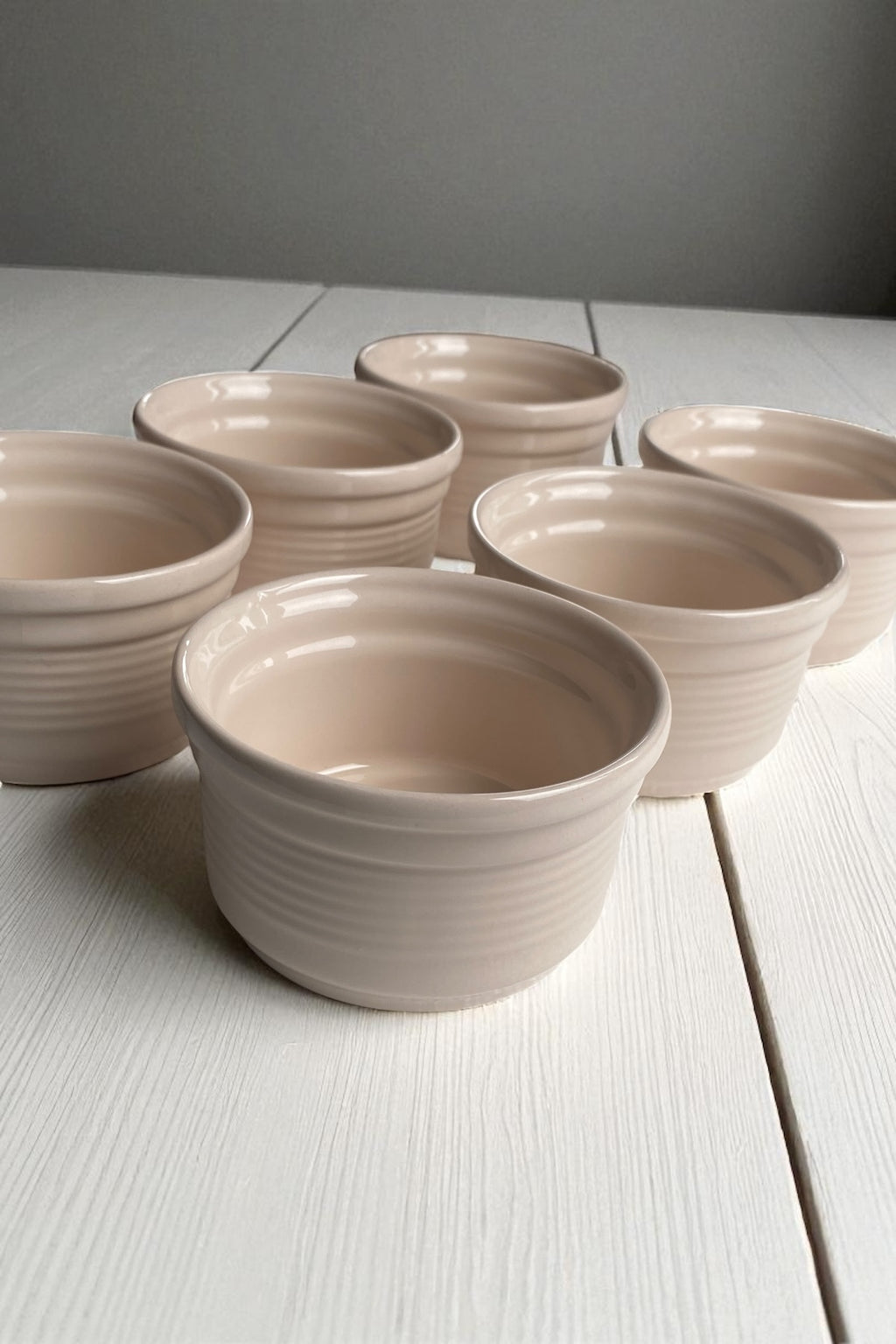 6 Adet Seramik Sufle Kabı Beyaz Çapı 9 Cm