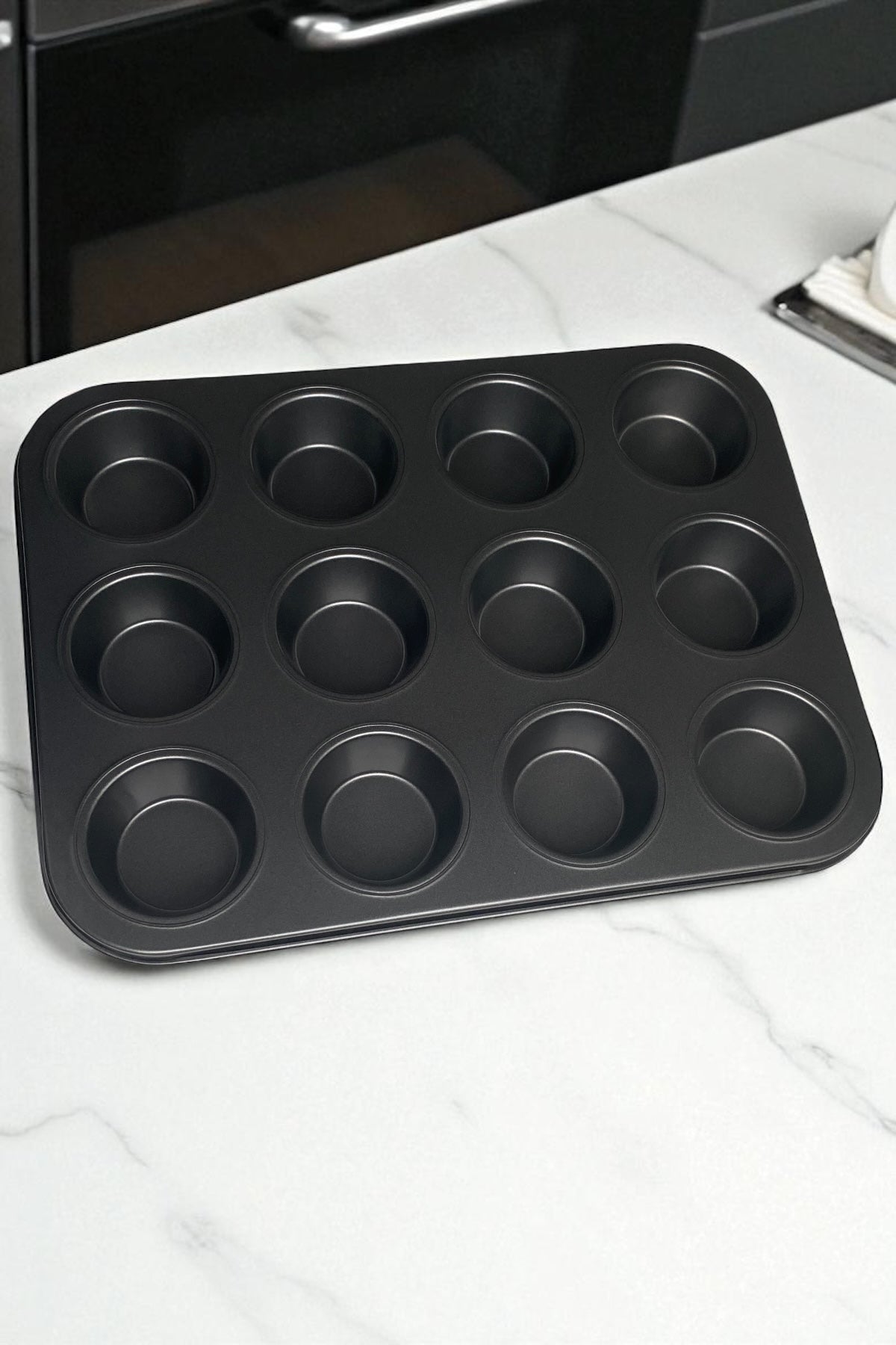 12 Bölmeli Teflon Muffin Kalıbı Yanmaz ve Yapışmaz