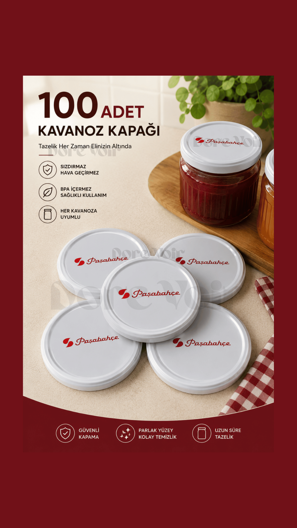 100 Adet Konserve Kavanoz Kapağı/ Silikonlu Kapak- Orijinal Üründür