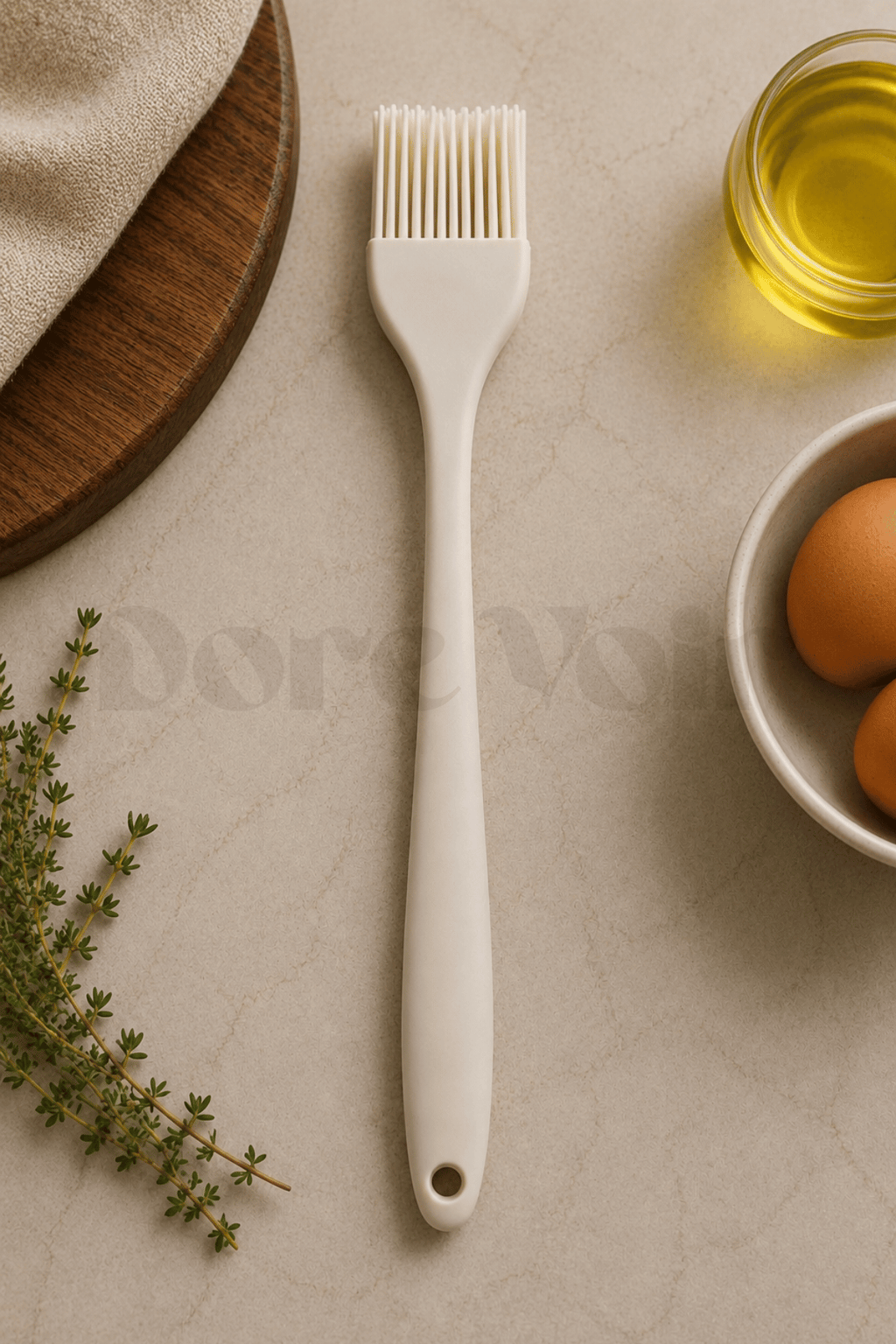 Silikon Yumurta ve Yağlama Fırçası Büyük Boy Krem Renkli Özel Seri