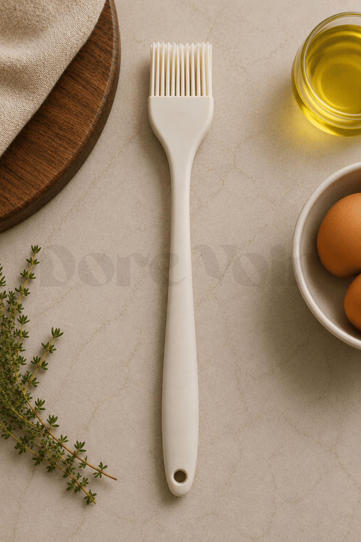 Silikon Yumurta ve Yağlama Fırçası Büyük Boy Krem Renkli Özel Seri