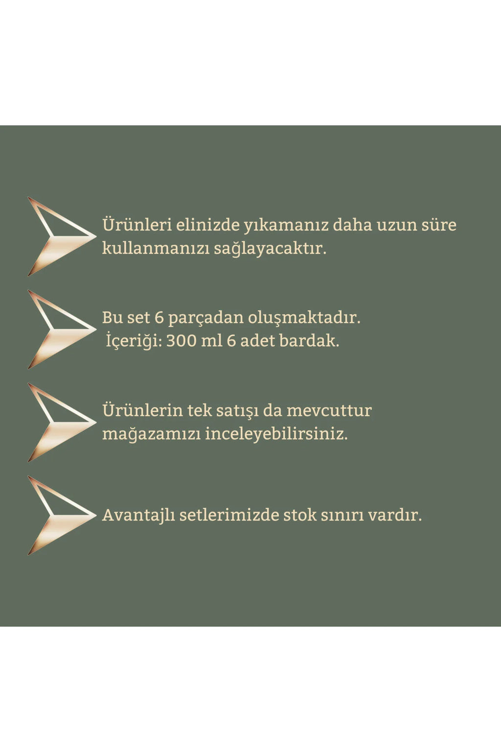 6 Adet Cam Su Bardağı Kesme Model- 300 ml