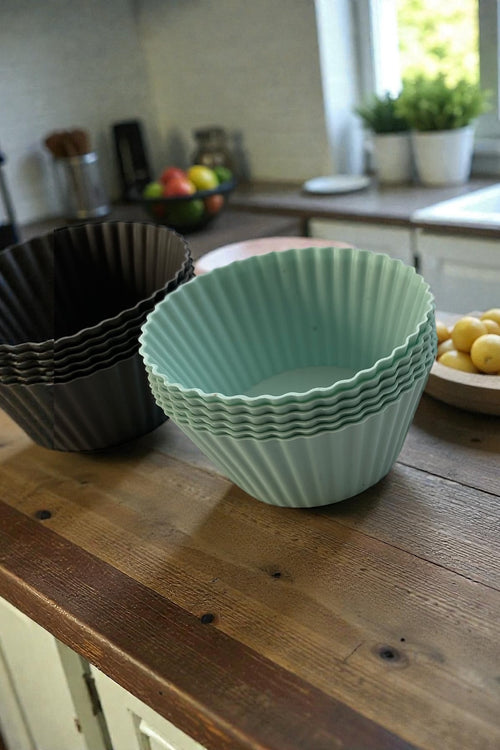 6 Adet Muffin Silikon Mini Kek Kalıbı- Çap 7 CM/Asorti Renk