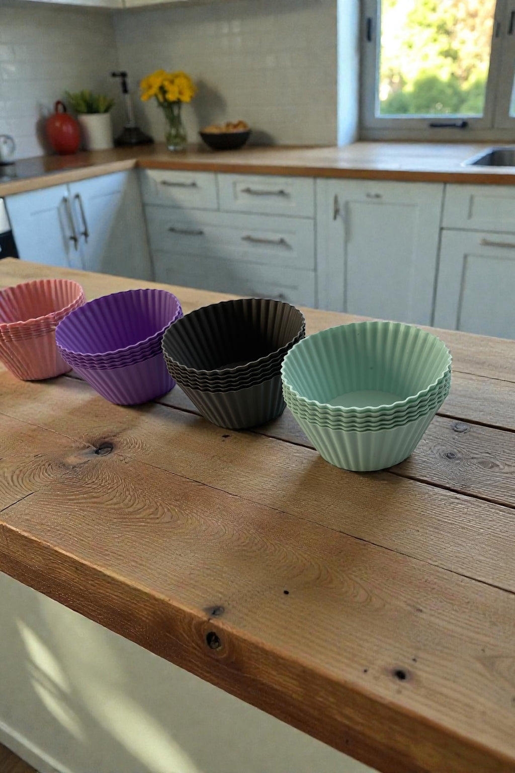 6 Adet Muffin Silikon Mini Kek Kalıbı- Çap 7 CM/Asorti Renk