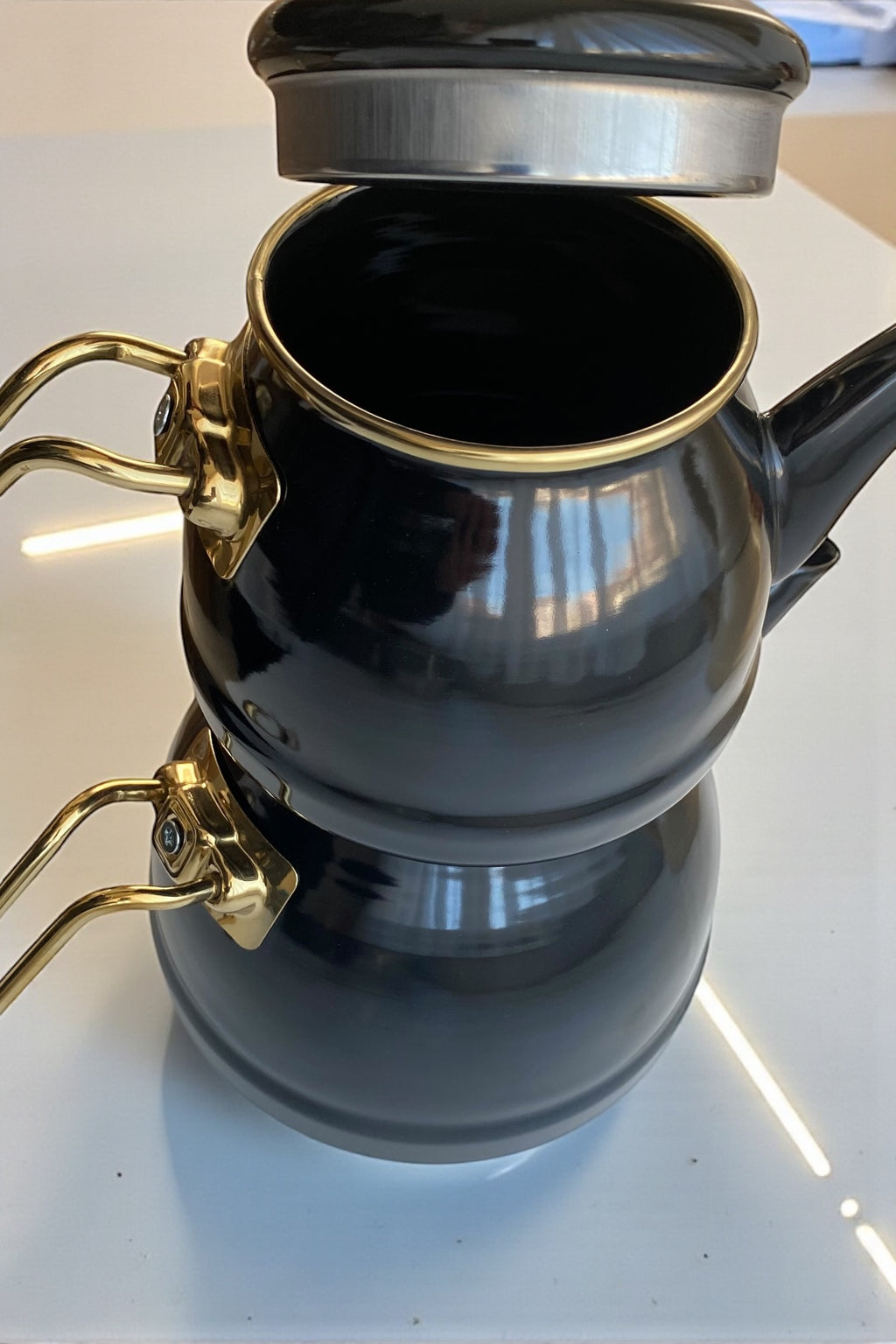 Emaye Gold Kulplu Çaydanlık-Siyah 1,4L/2,5L