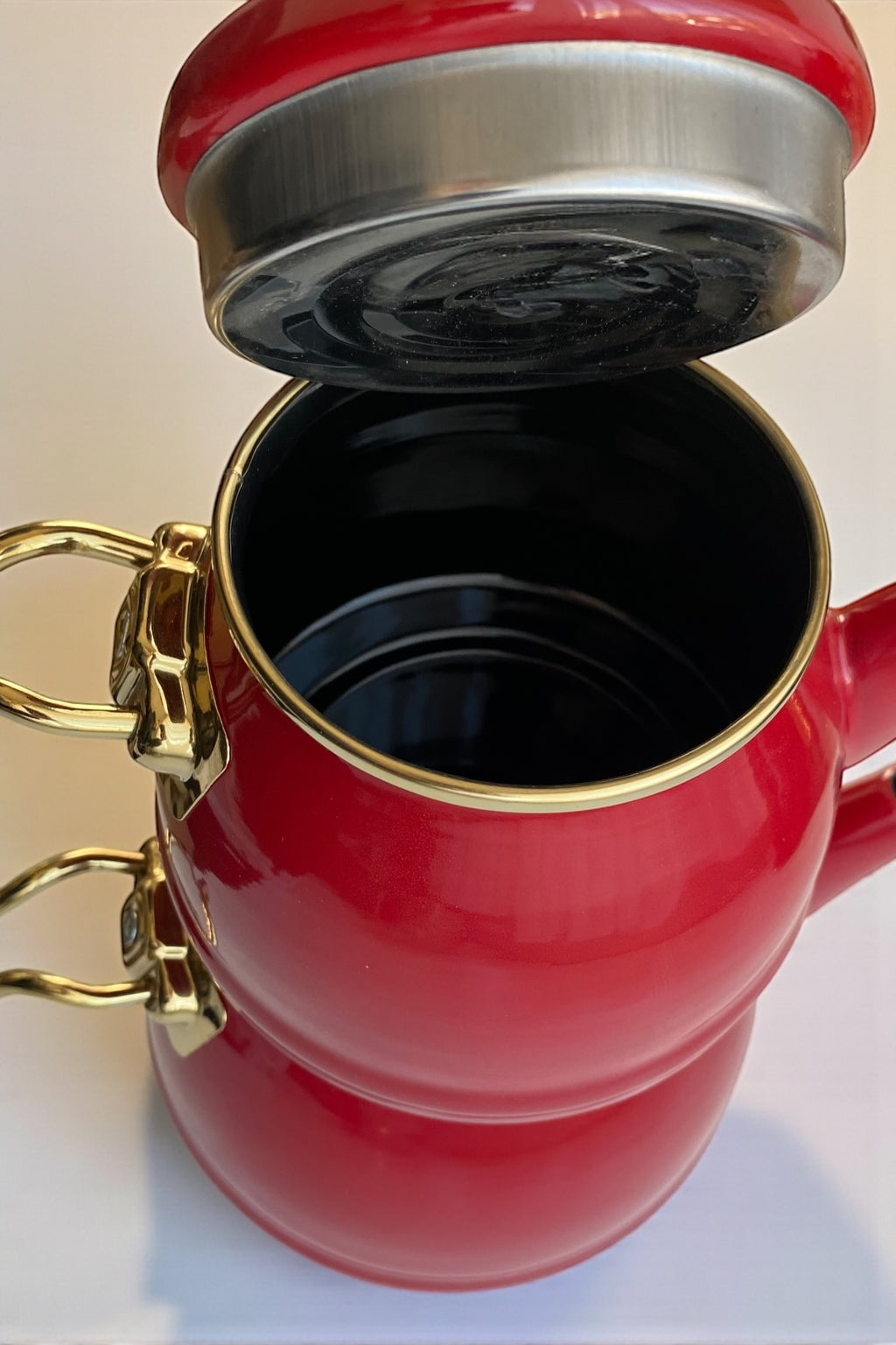 Emaye Gold Kulplu Çaydanlık-Kırmızı 1,4L/2,5L